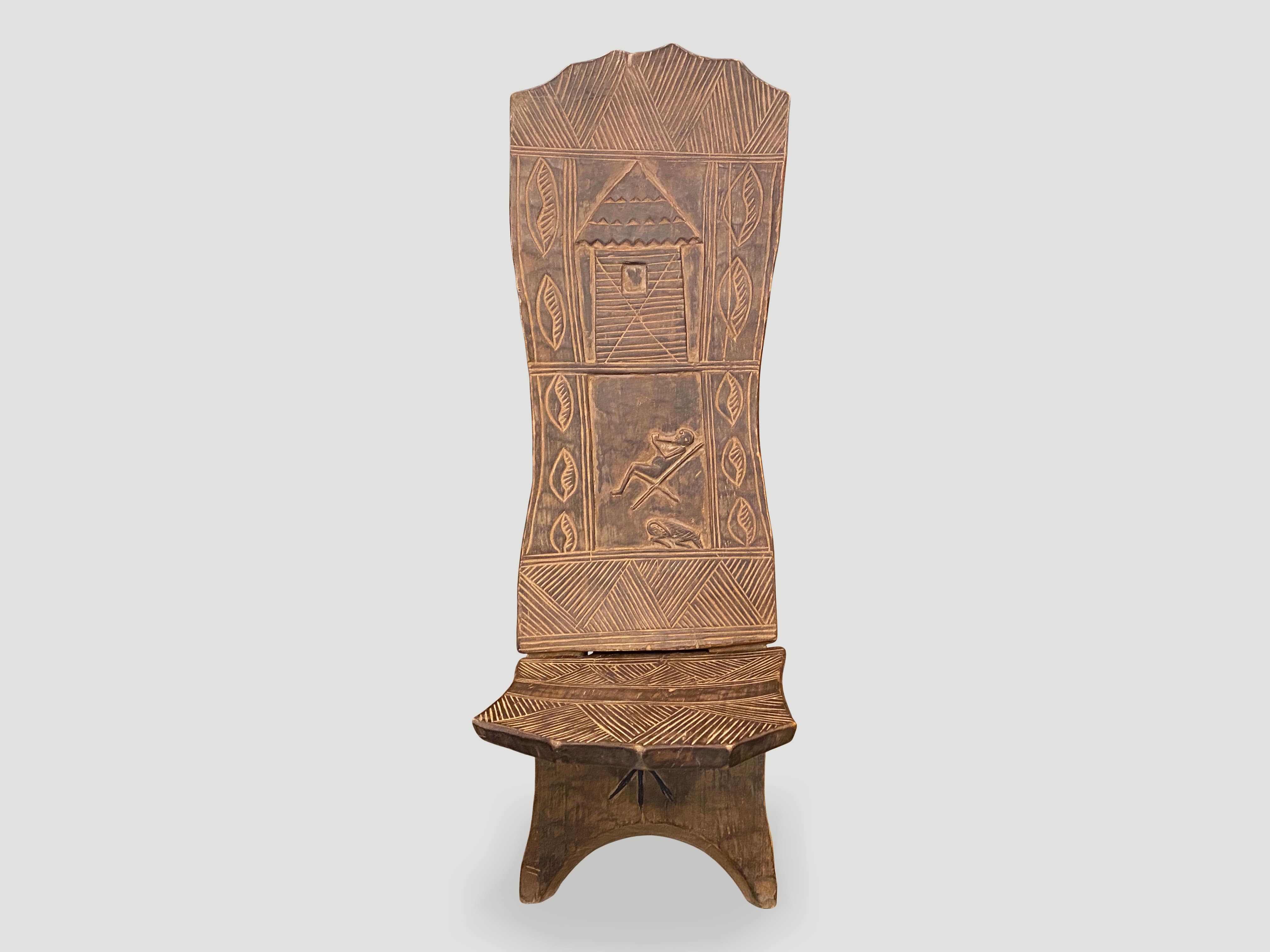 RARE ANTIQUE AFRICAN PALAVER CHAIR