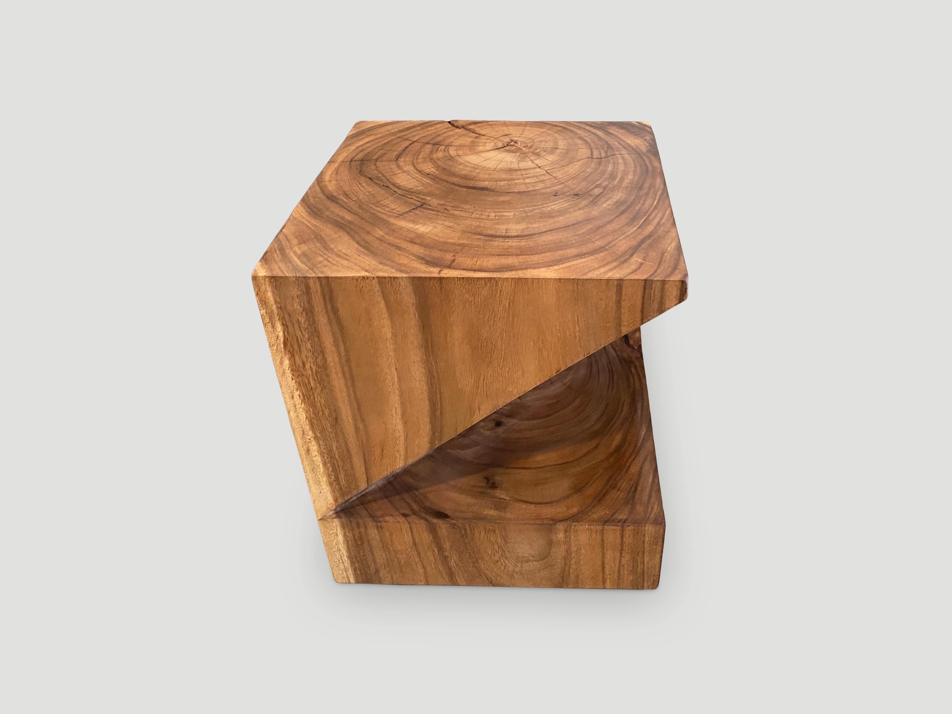 reclaimed suar wood side table