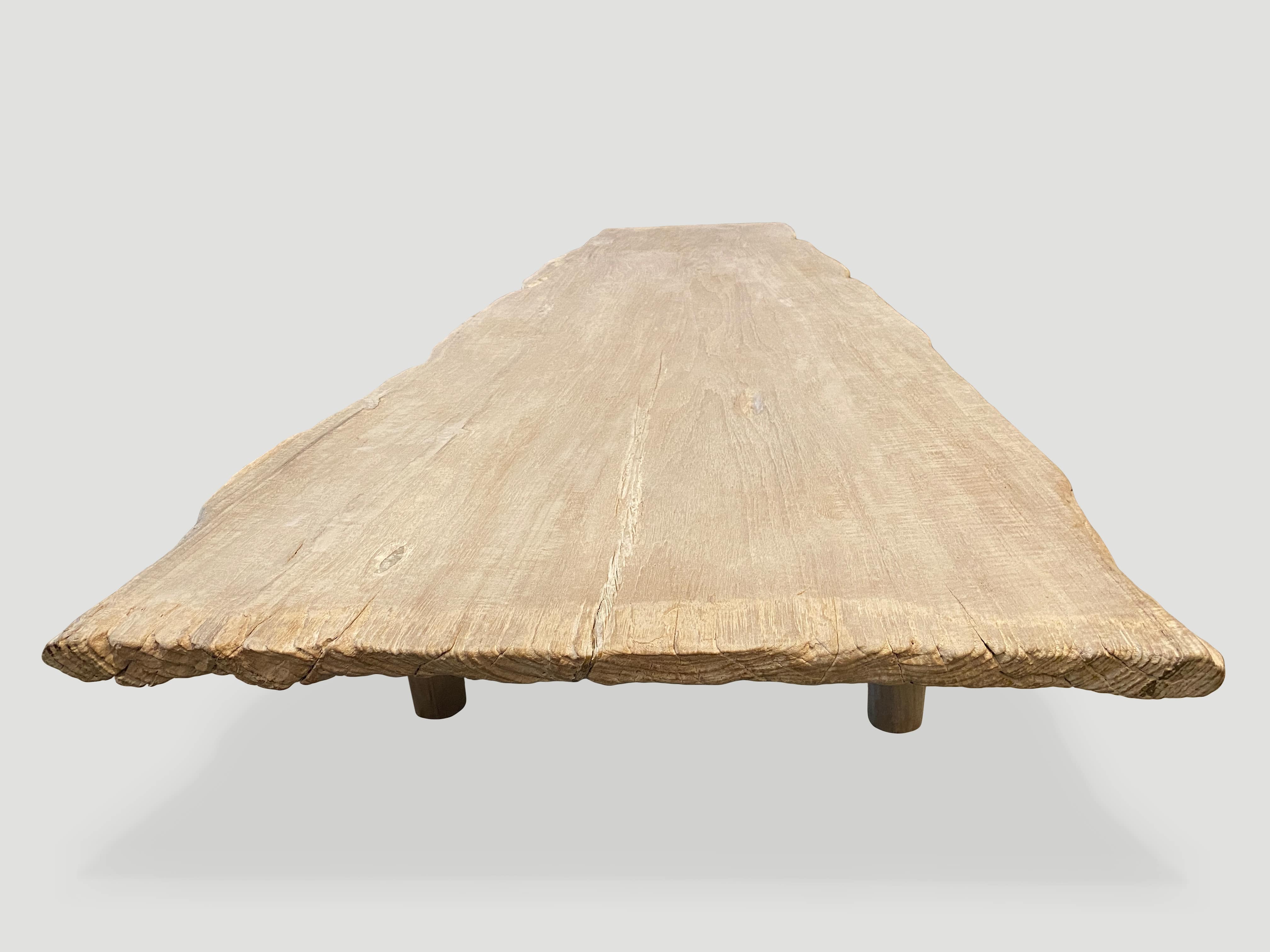 MINIMALIST BLEACHED TEAK COFFEE TABLE OR BENCH