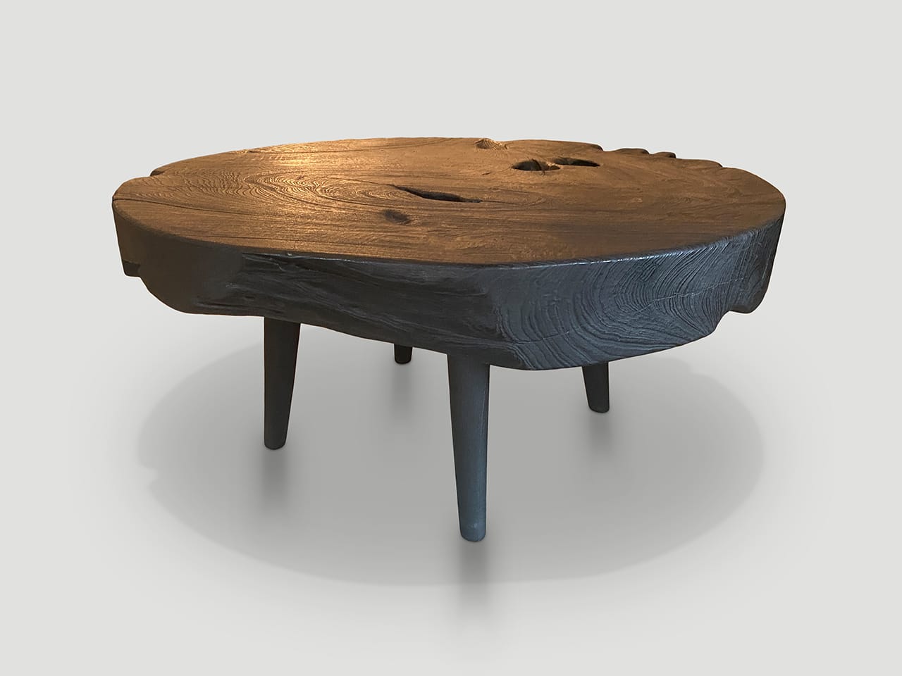 four inch reclaimed teak wood single slab coffee table
