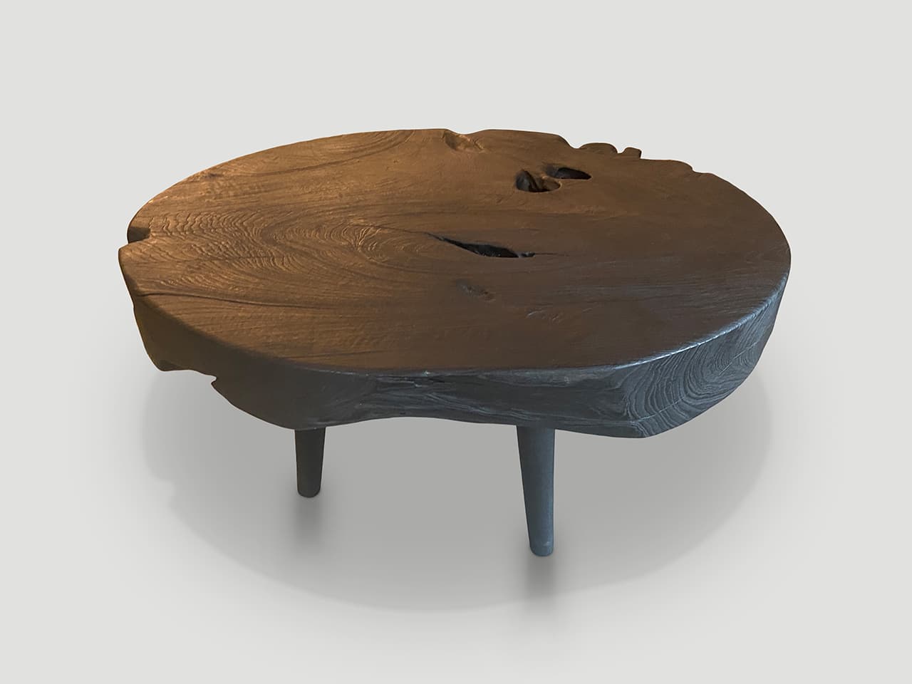 four inch reclaimed teak wood single slab coffee table
