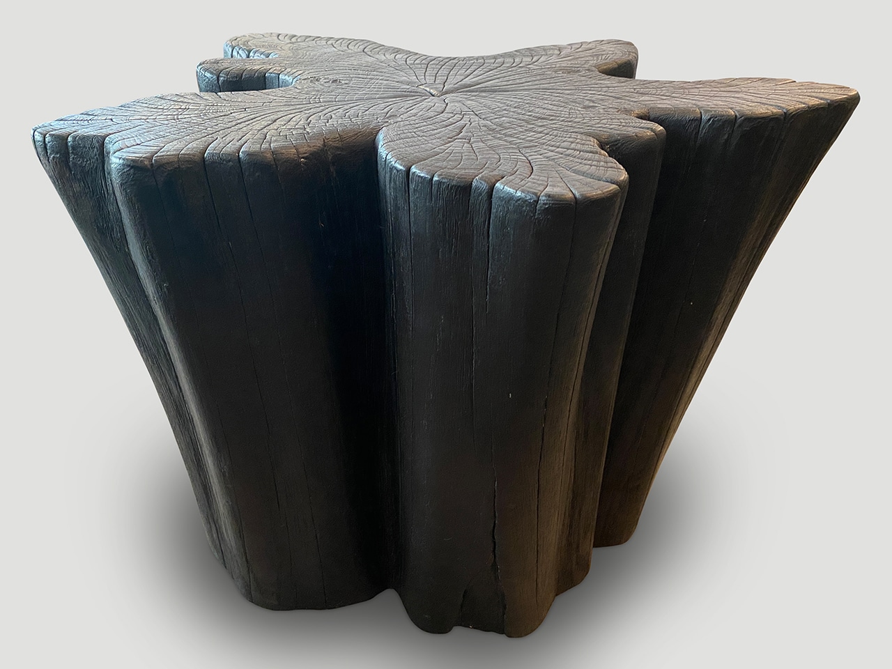 amorphous charred teak wood coffee table