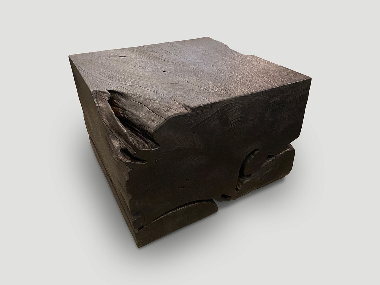 charred teak wood coffee table