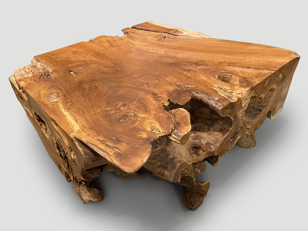 Impressive reclaimed teak root coffee table