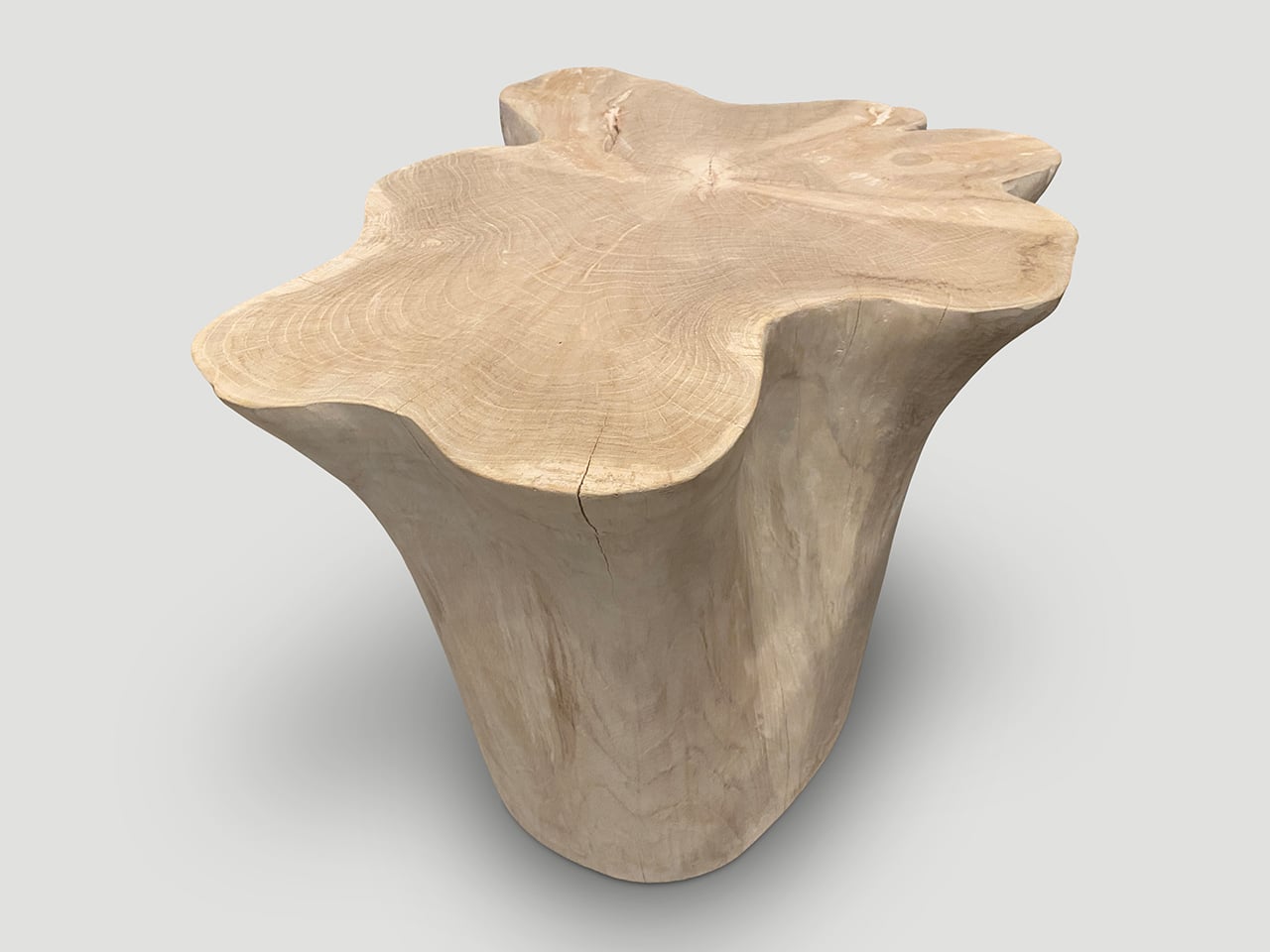 Amorphous reclaimed bleached teak side table or pedestal