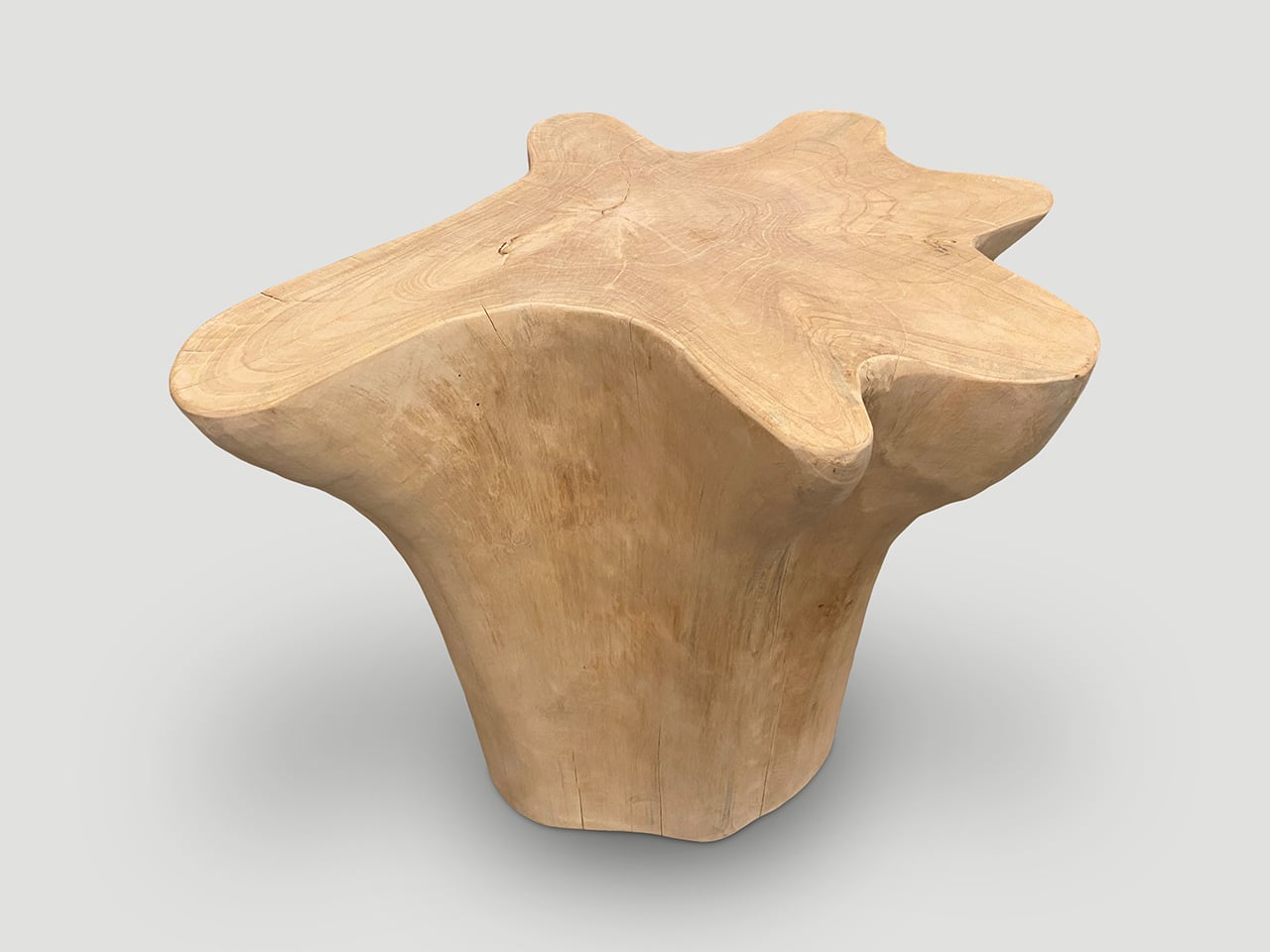 Amorphous reclaimed bleached teak side table or pedestal