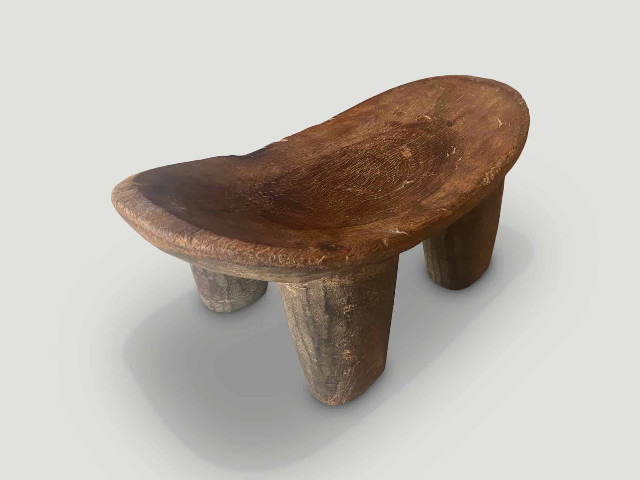 African stool or side table hand carved from a single block of wood