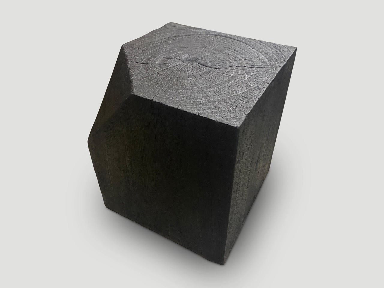 Modular faceted reclaimed suar wood side table