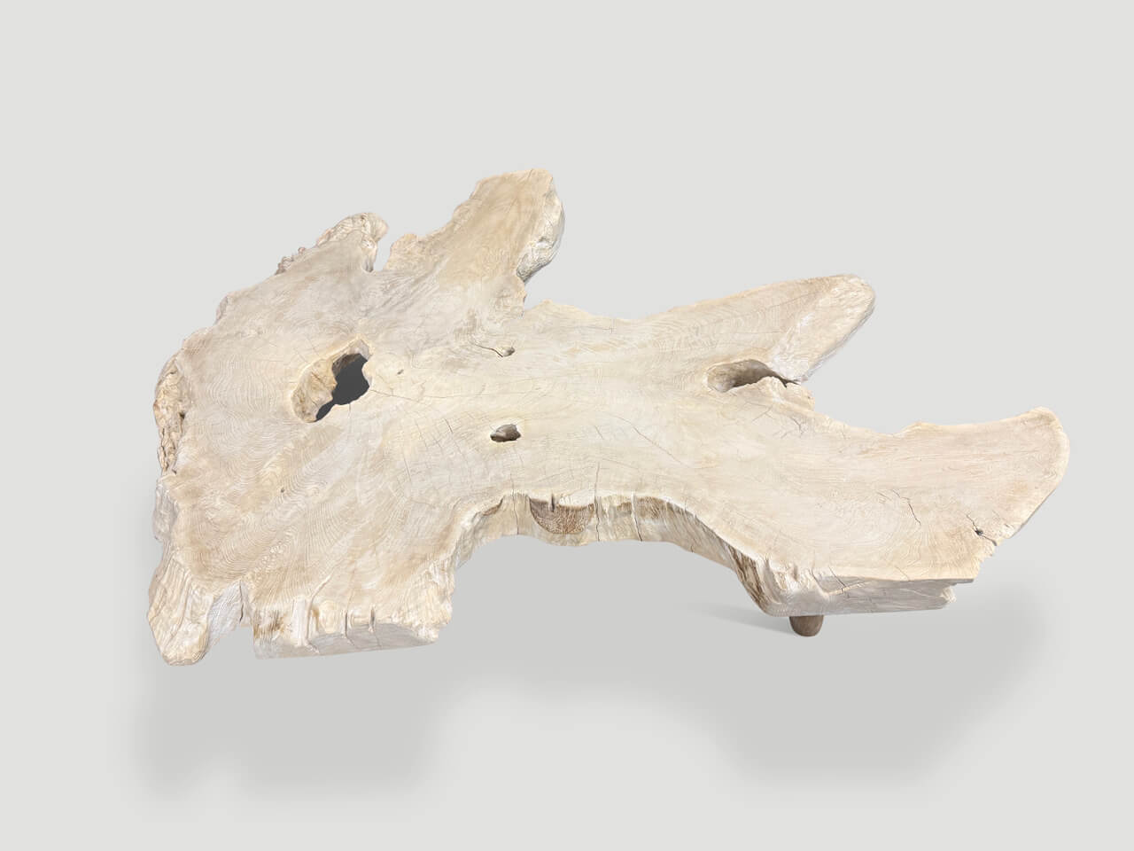 amorphous mid century style bleached teak wood coffee table