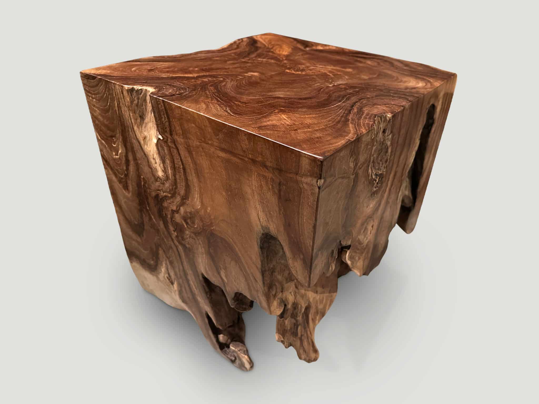 reclaimed teak wood side table