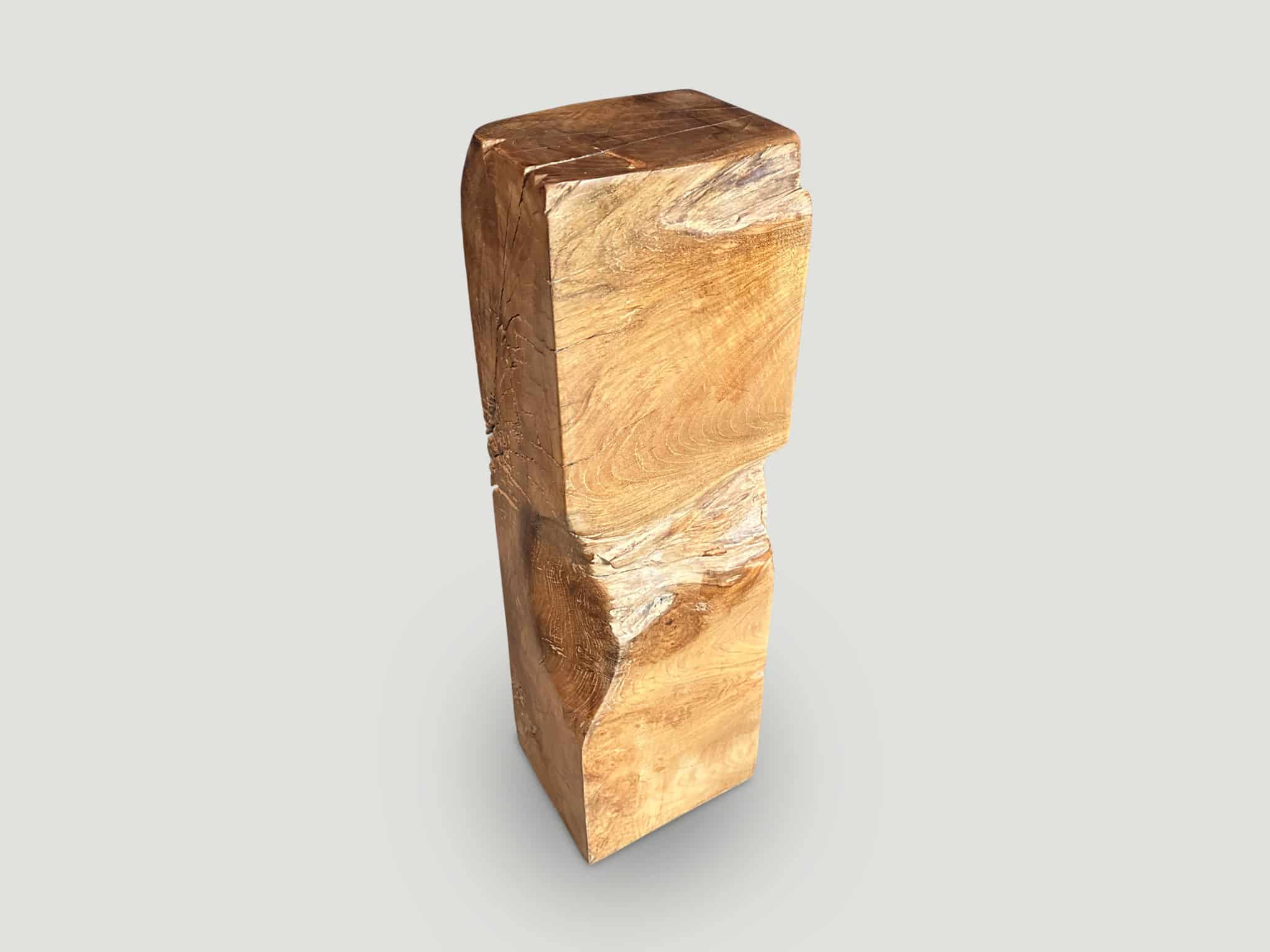 Reclaimed teak wood pedestal or side table