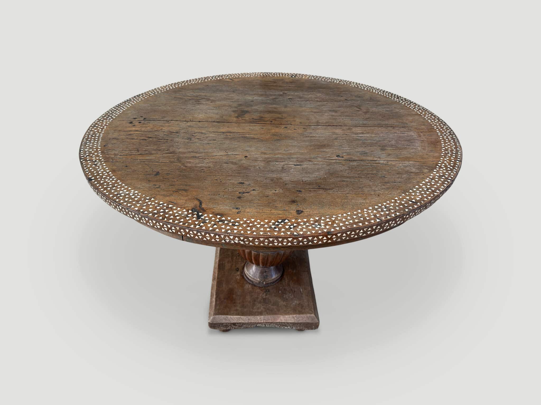 Colonial teak wood round dining table or entry table