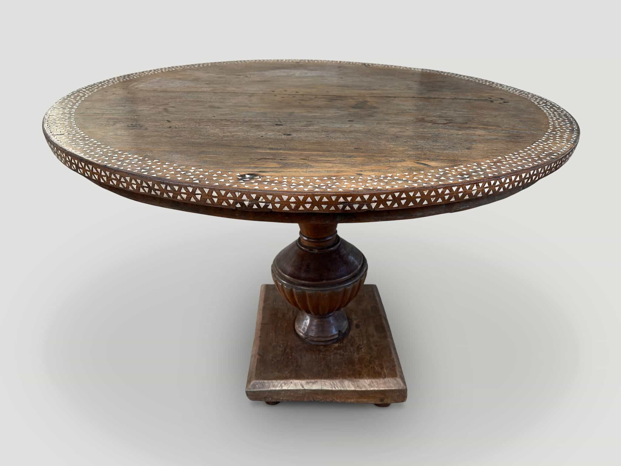 Colonial teak wood round dining table or entry table