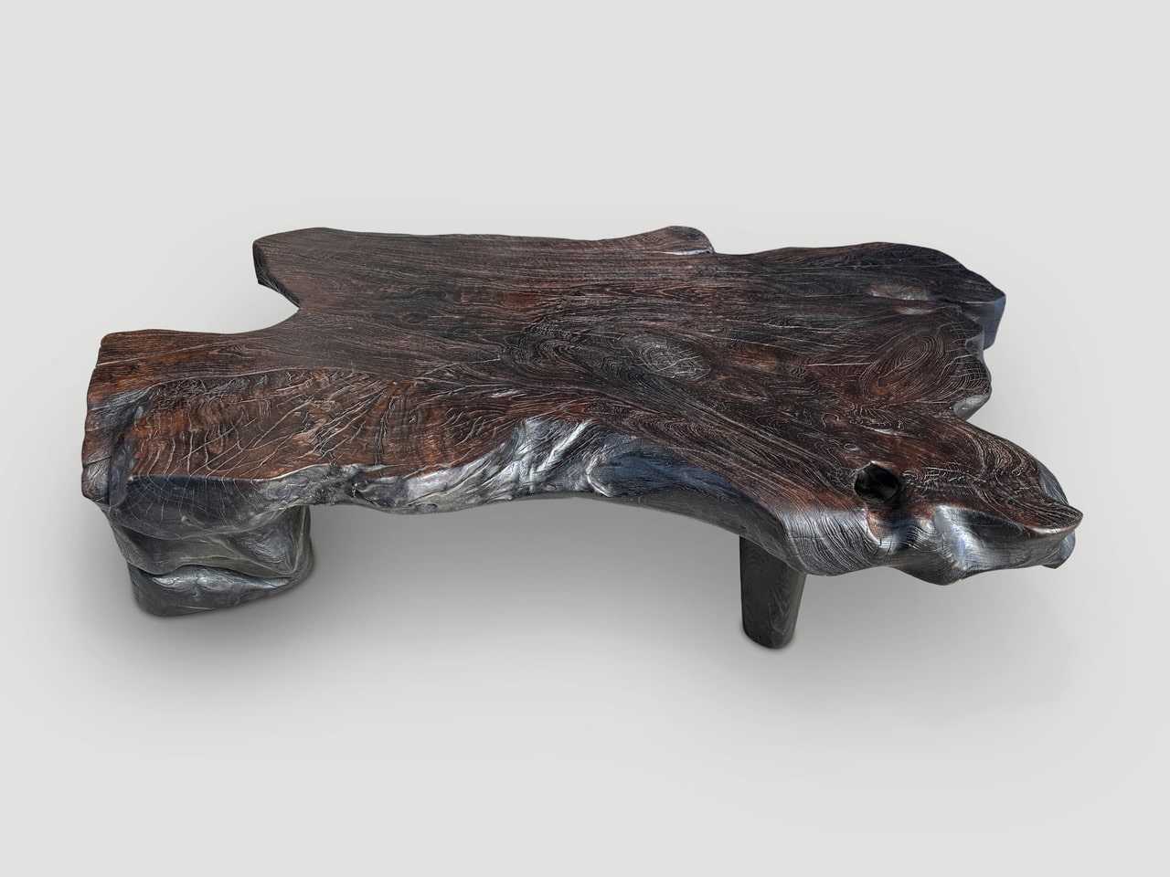Natural organic formed reclaimed teak root coffee table