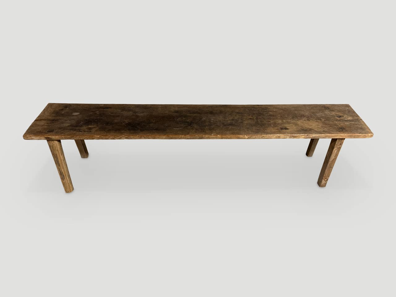 antique single teak panel bench