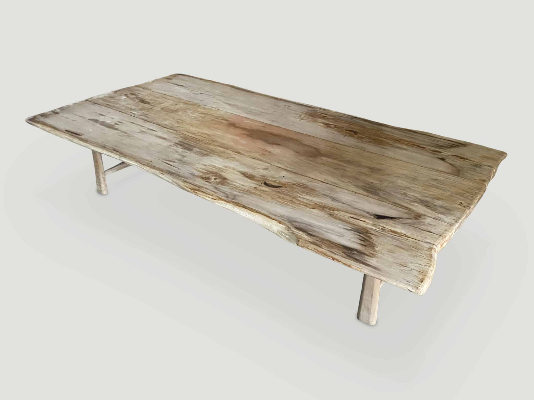 LIVE EDGE PETRIFIED WOOD COFFEE TABLE OR DINING TABLE