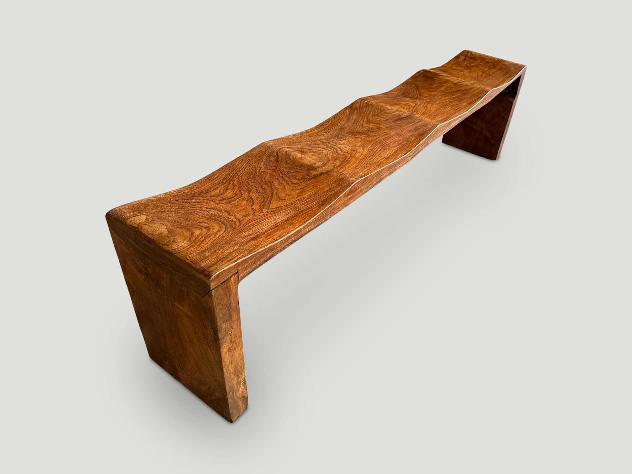 reclaimed teak wood wave bench