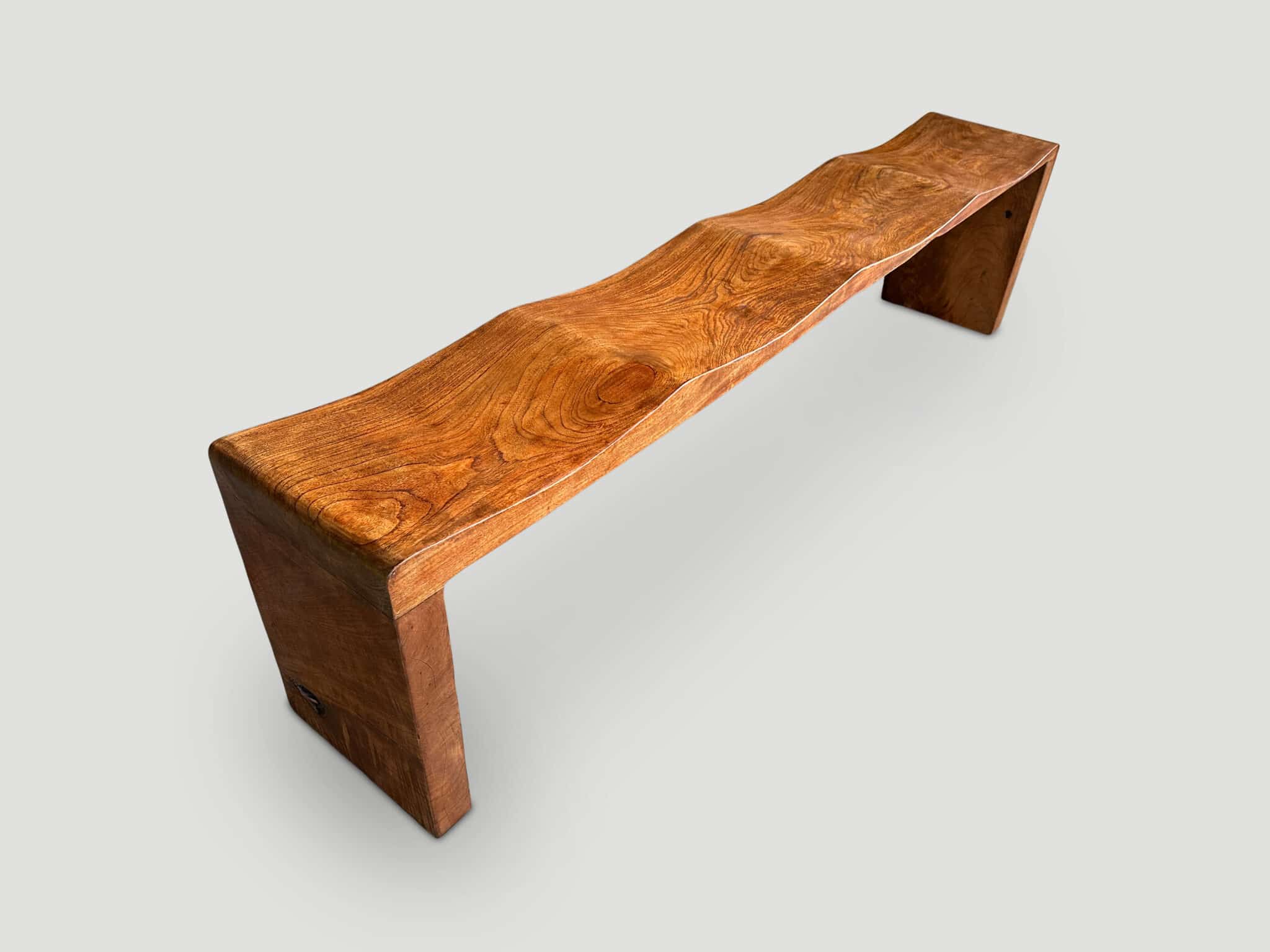 reclaimed teak wood wave bench