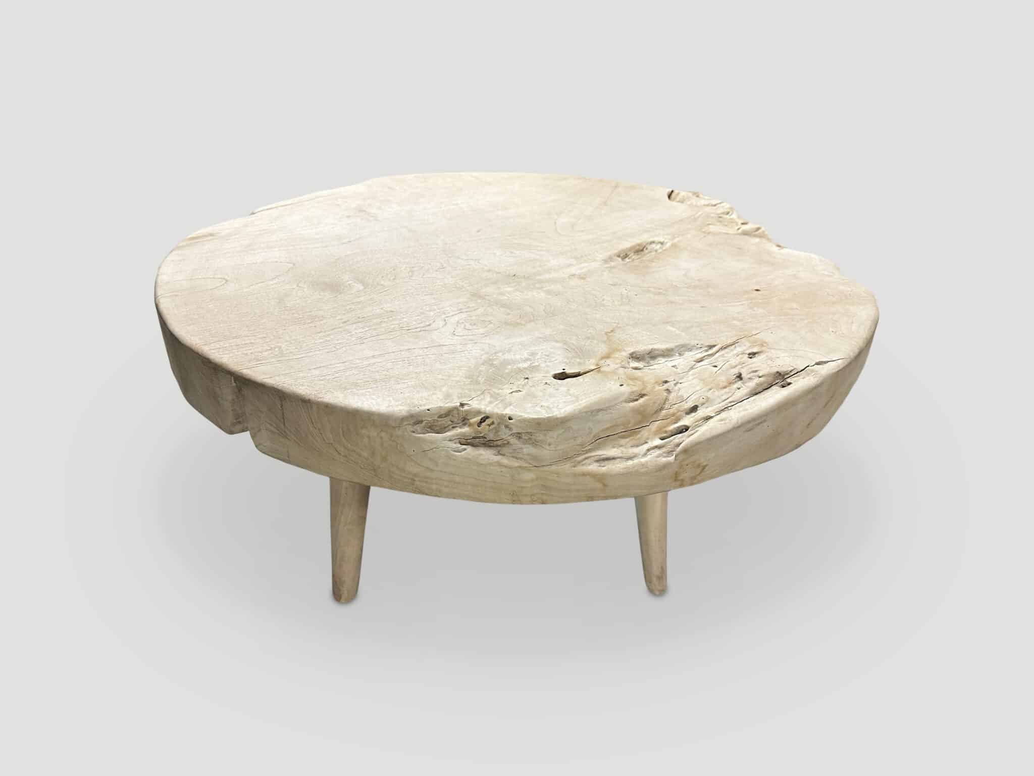 three inch single slab reclaimed teak wood coffee table