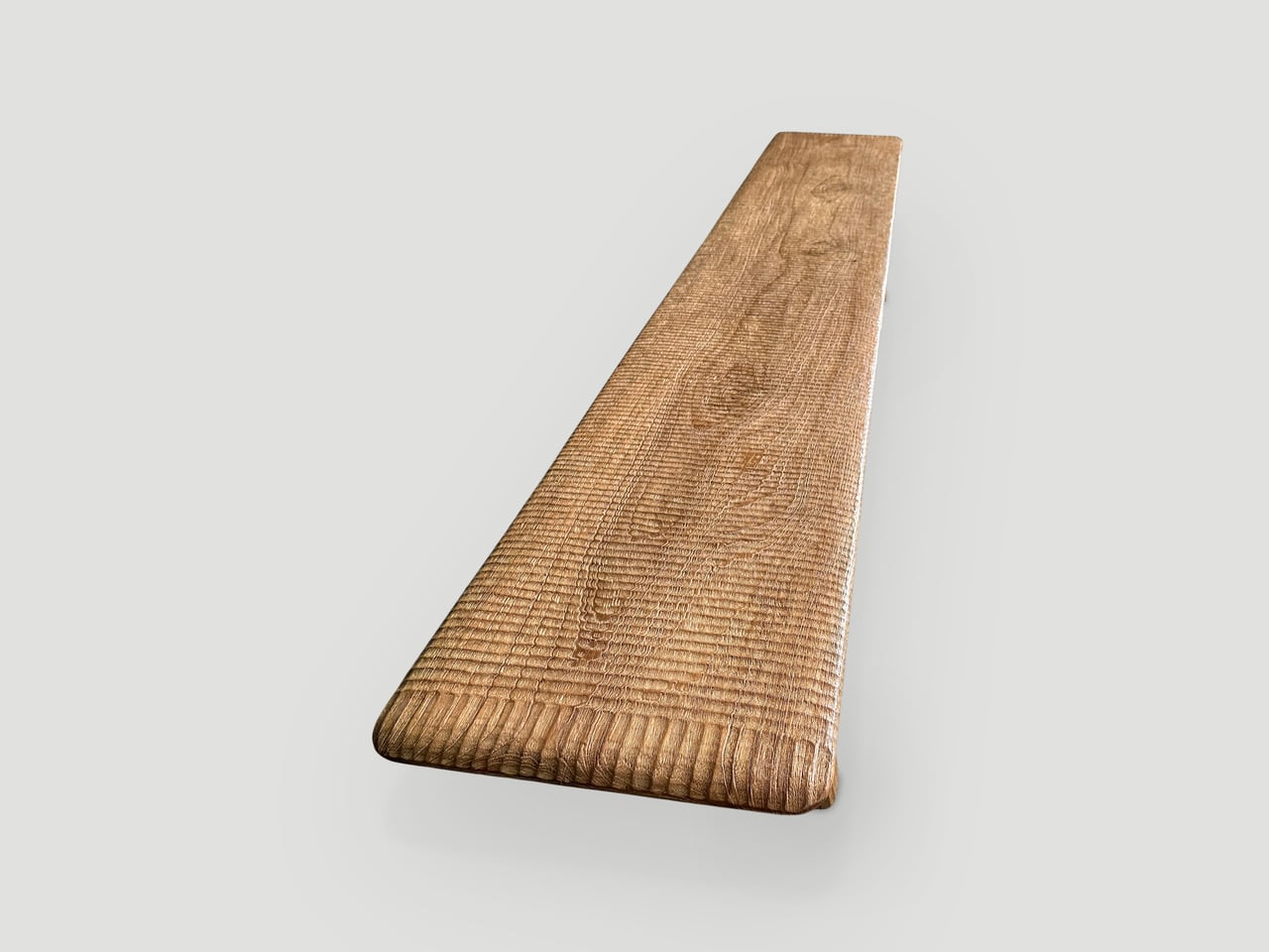 IMPRESSIVE MINIMALIST CARVED LONG TEAK BENCH