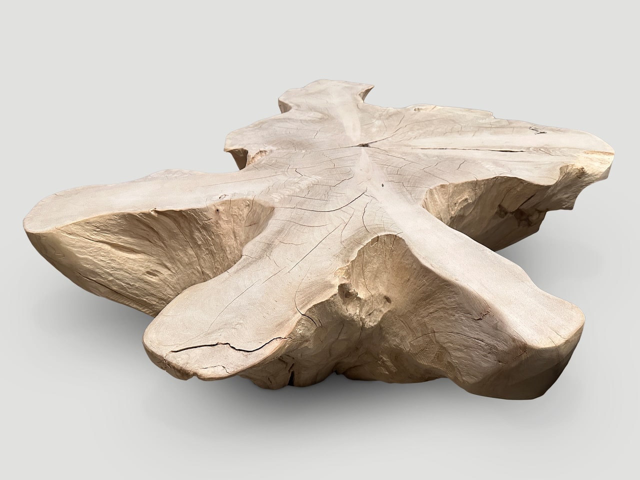 reclaimed bleached teak amorphous coffee table