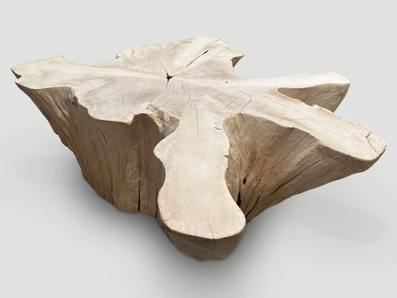 reclaimed bleached teak amorphous coffee table