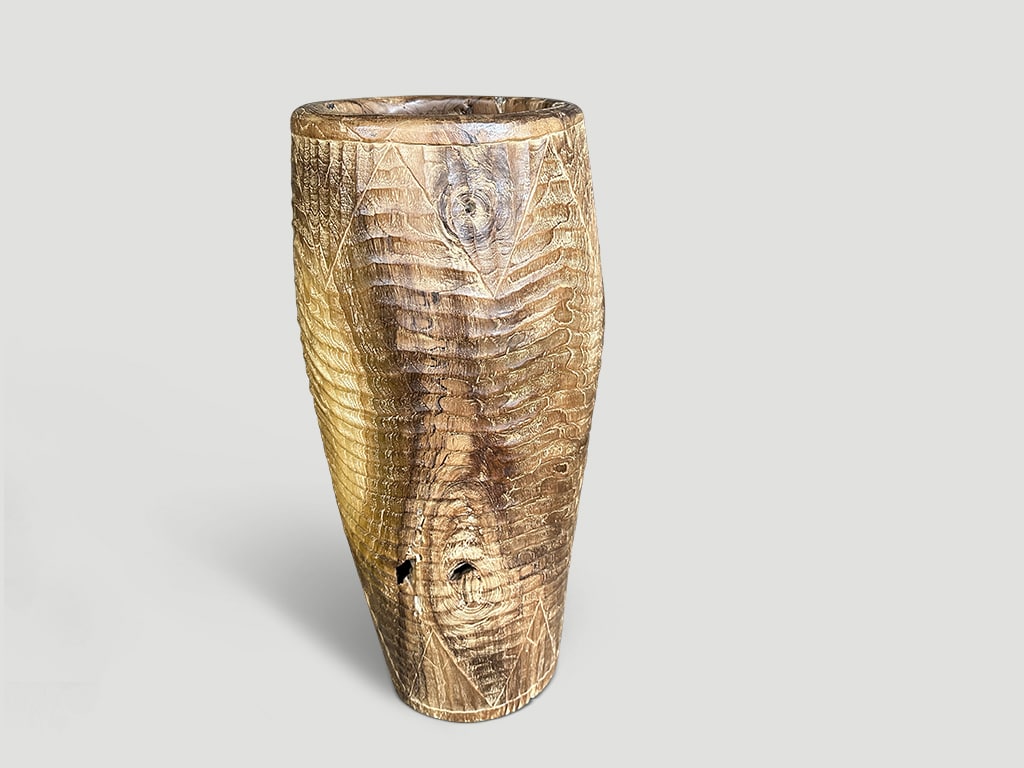 antique drum in solid teak wood