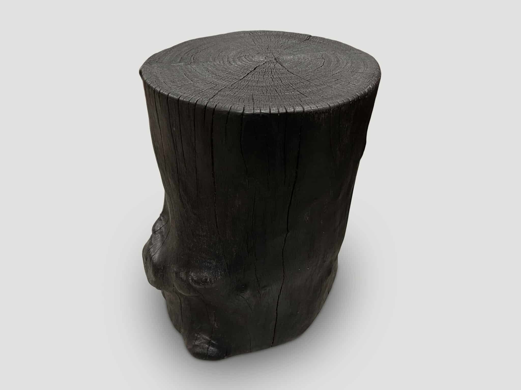 charred lychee wood side table