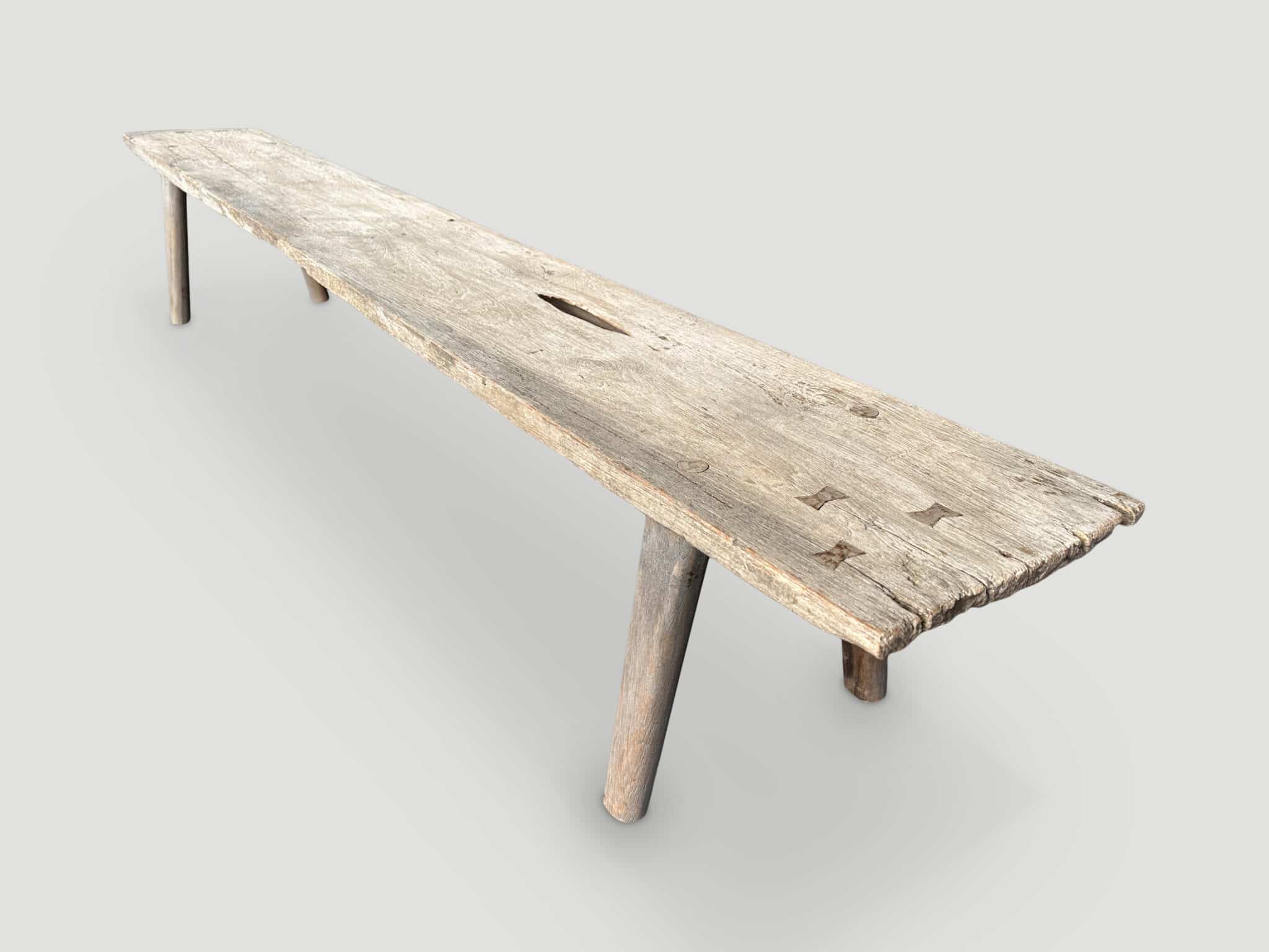 aged teak wood bench