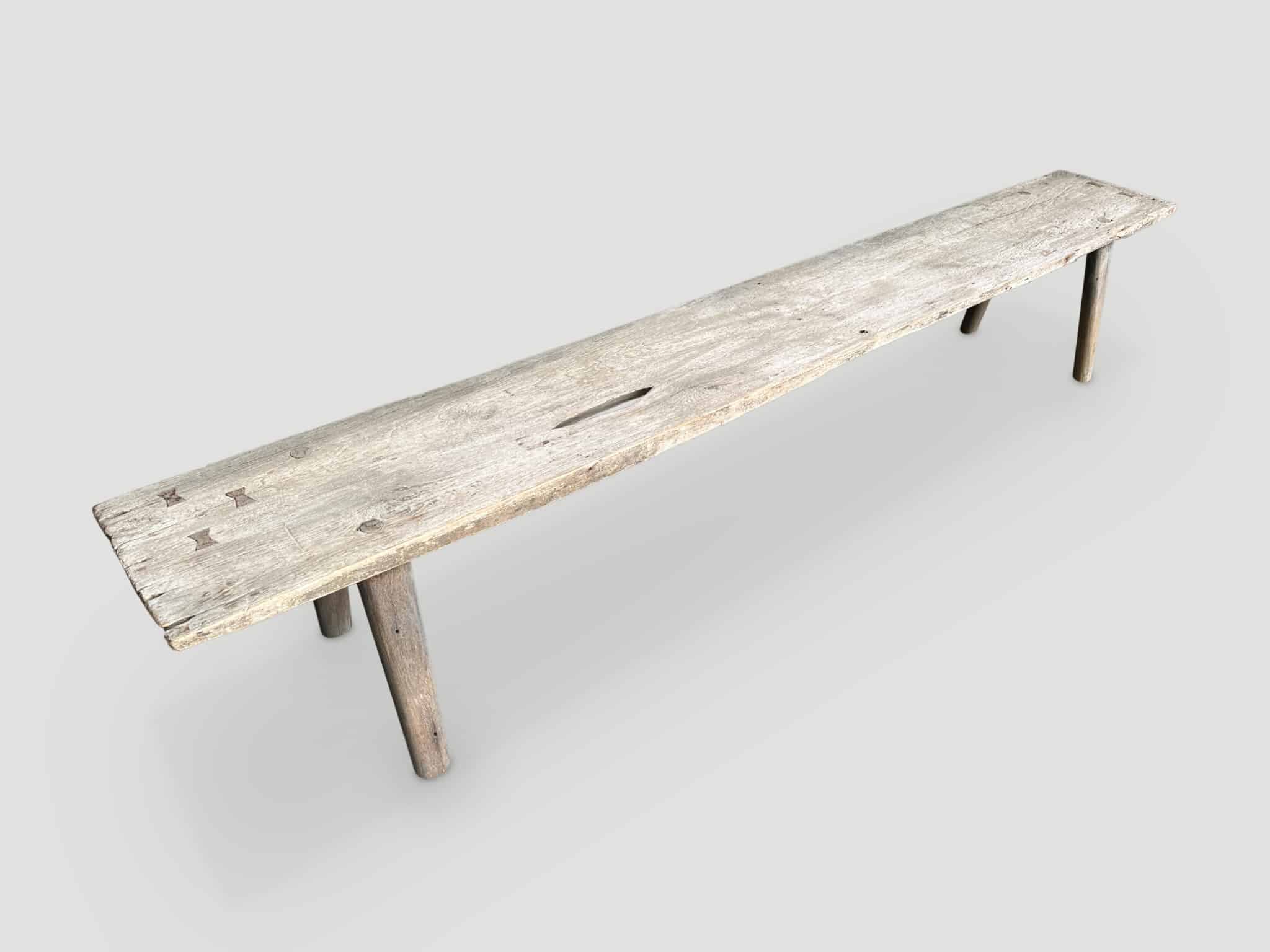 aged teak wood bench