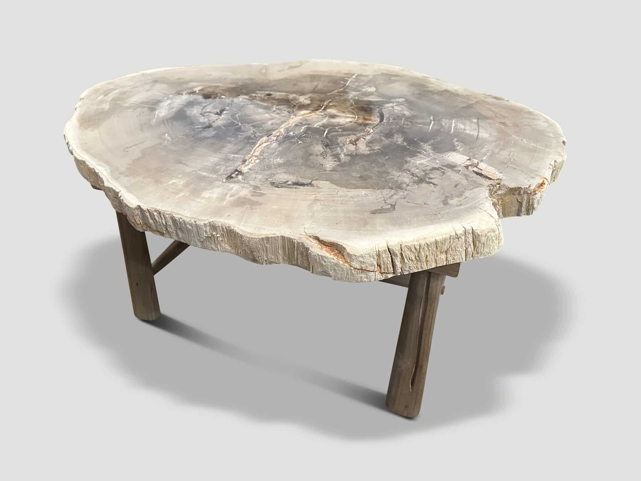 high quality petrified wood two inch slab coffee table