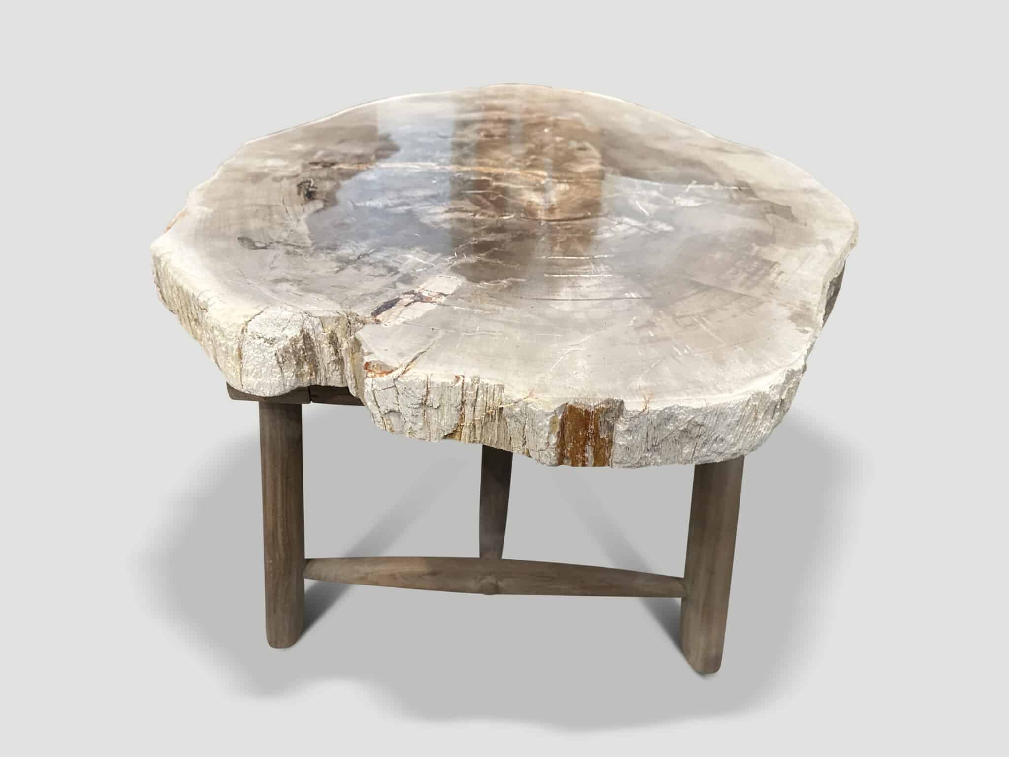 high quality petrified wood two inch slab coffee table