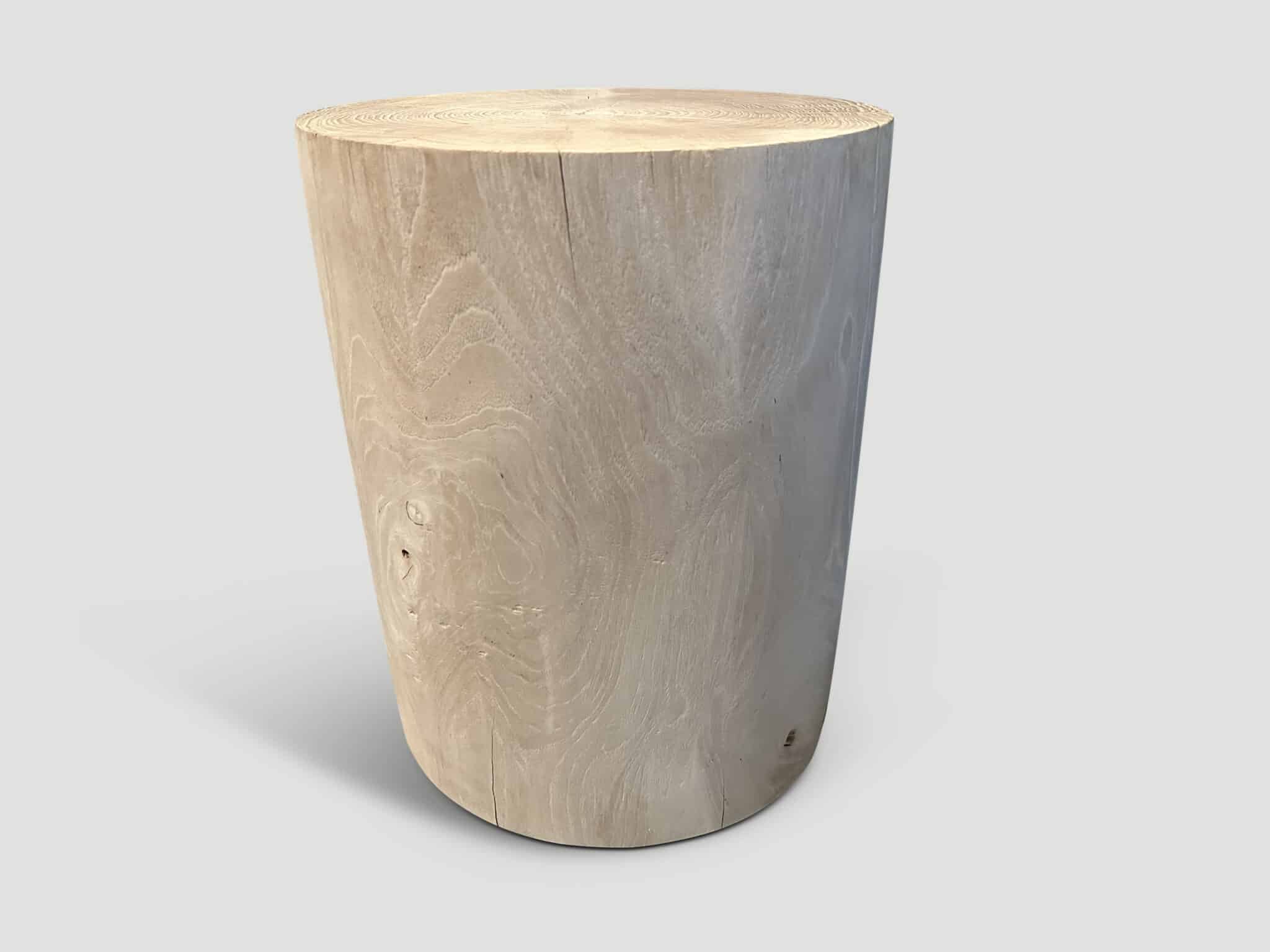 reclaimed teak wood cylinder side table or stool