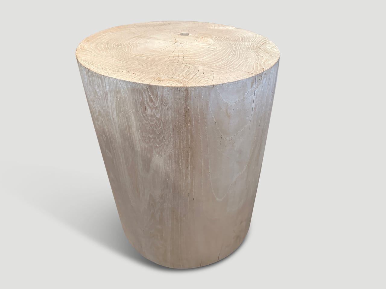 cylinder bleached teak wood side table or stool