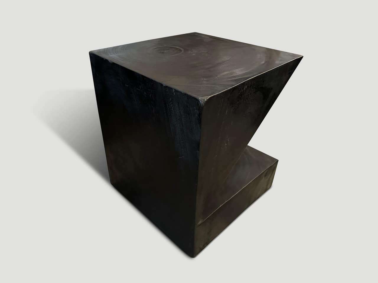 CHARRED ORIGAMI WOOD SIDE TABLE