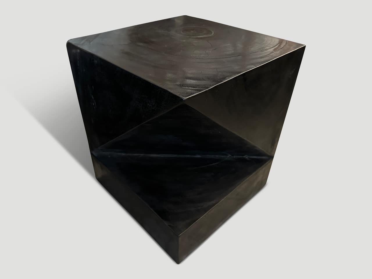 CHARRED ORIGAMI WOOD SIDE TABLE