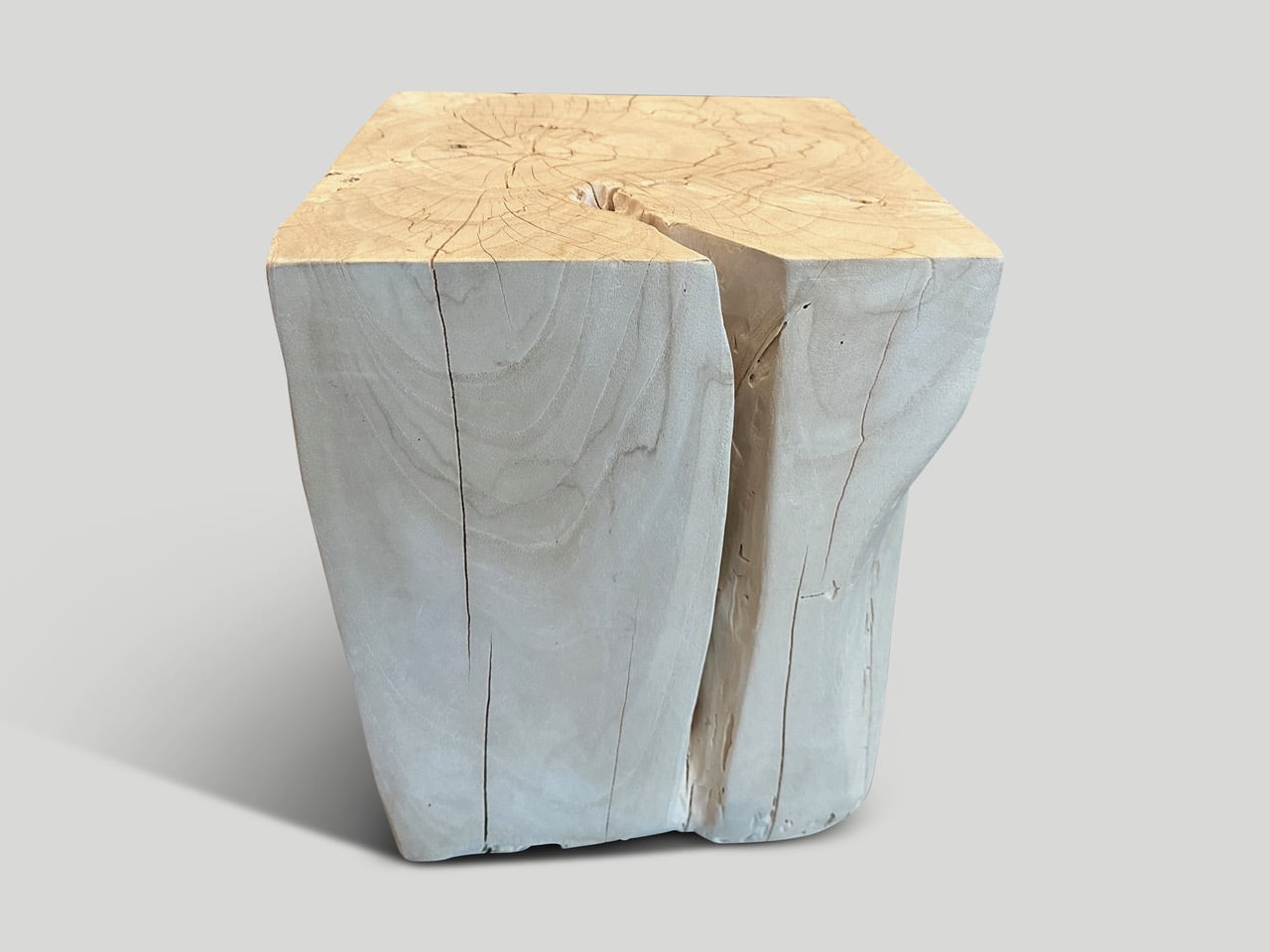 bleached teak wood side table