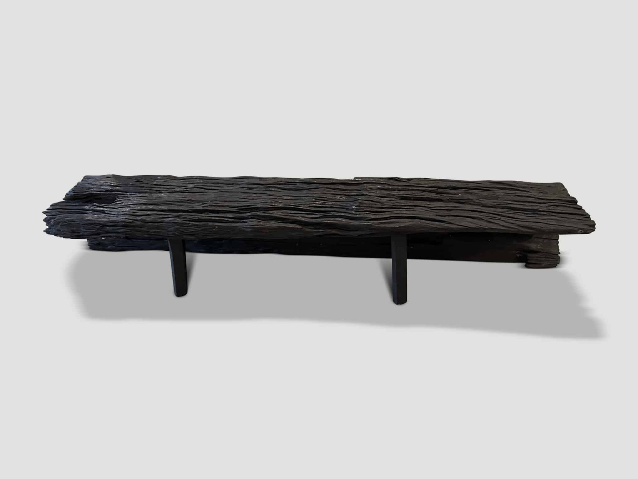 SCULPTURAL CENTURY OLD CHARRED BENCH