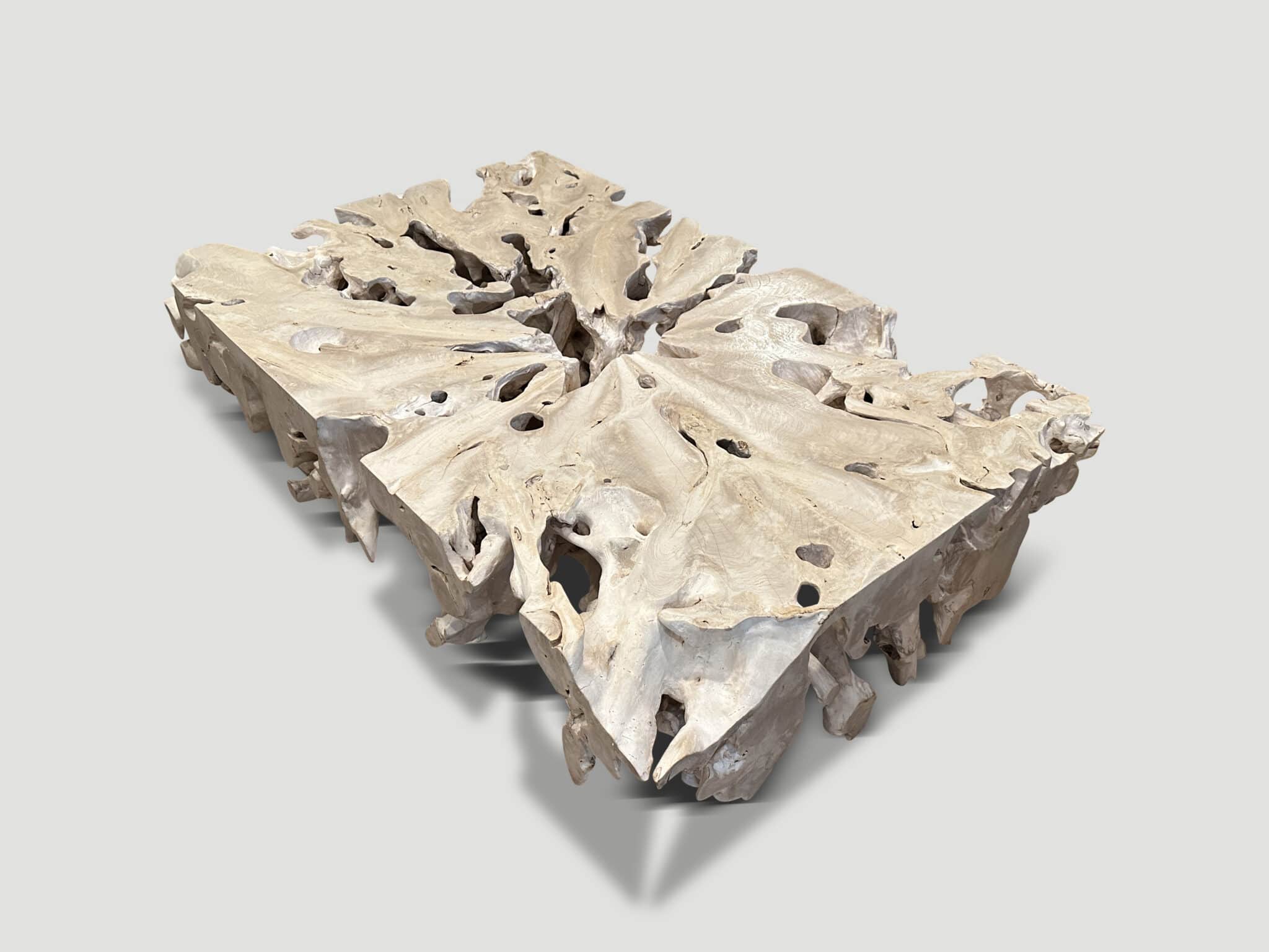 Bleached teak root coffee table