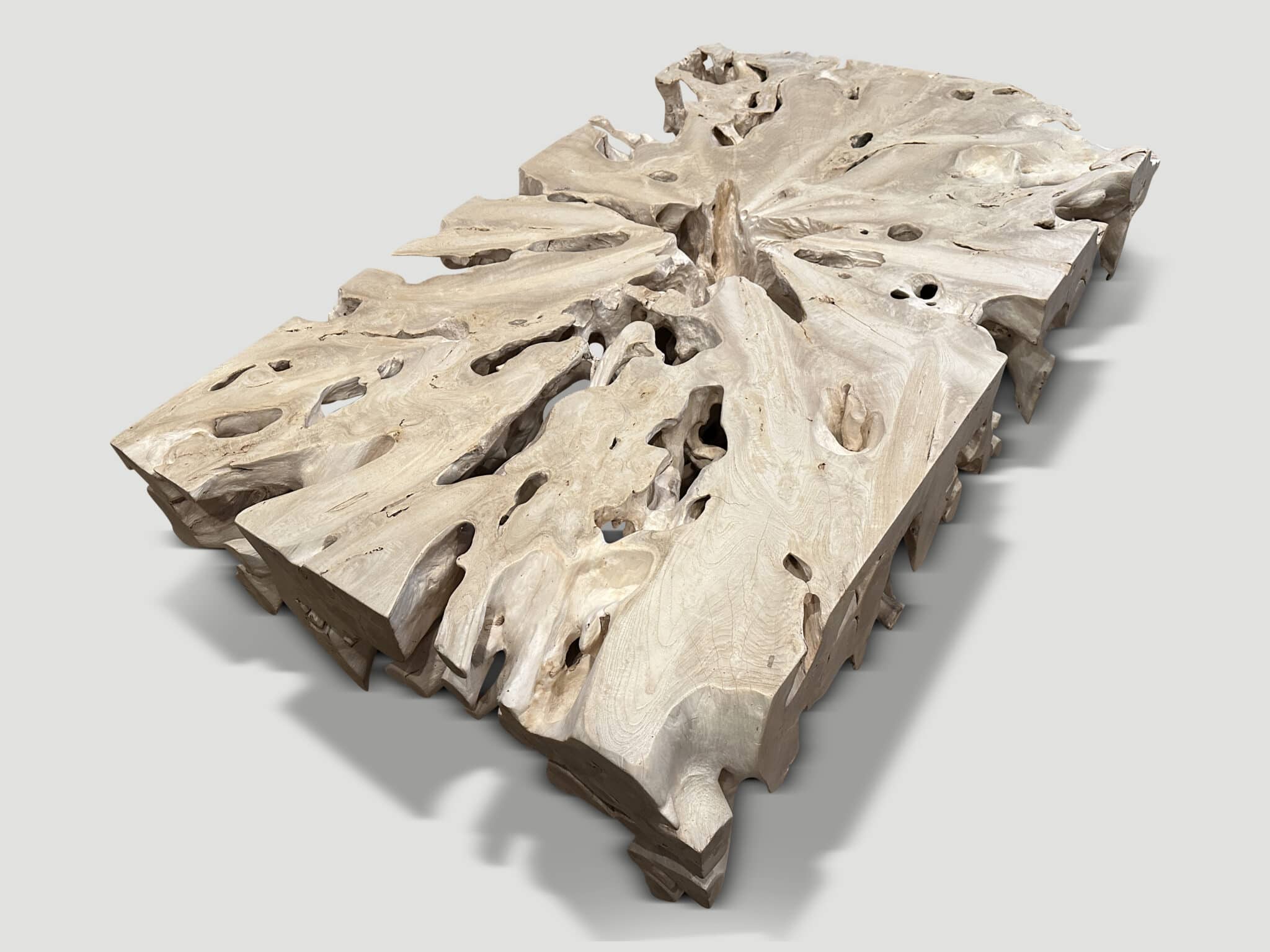 Bleached teak root coffee table