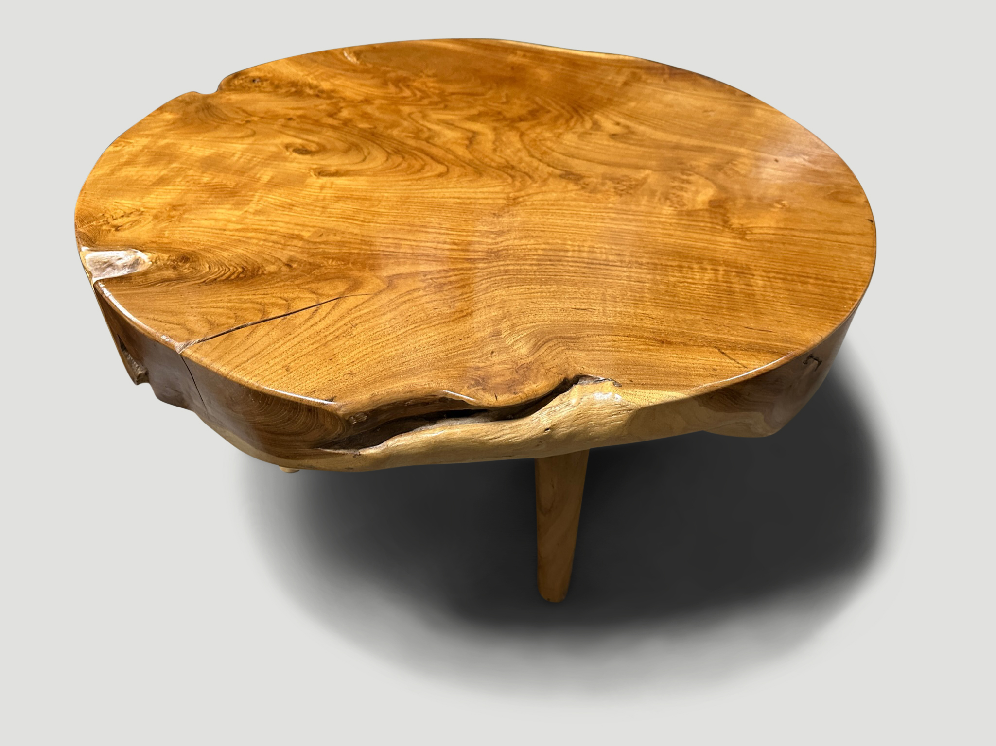 teak wood single slab coffee table
