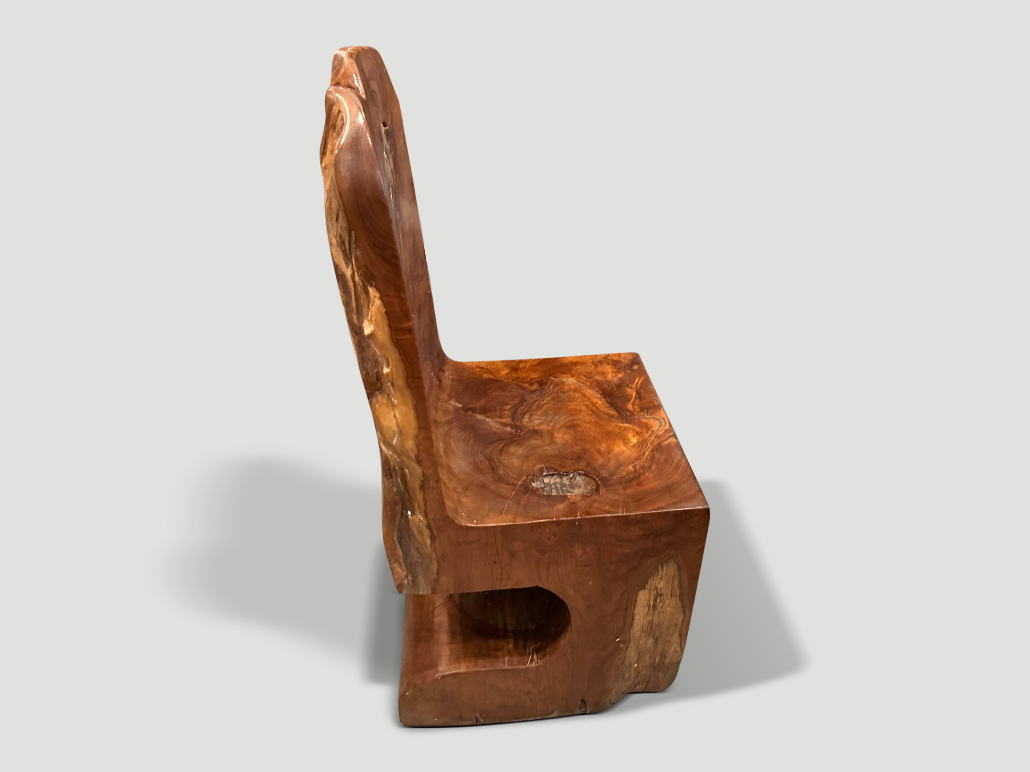 sculptural teak wood chair