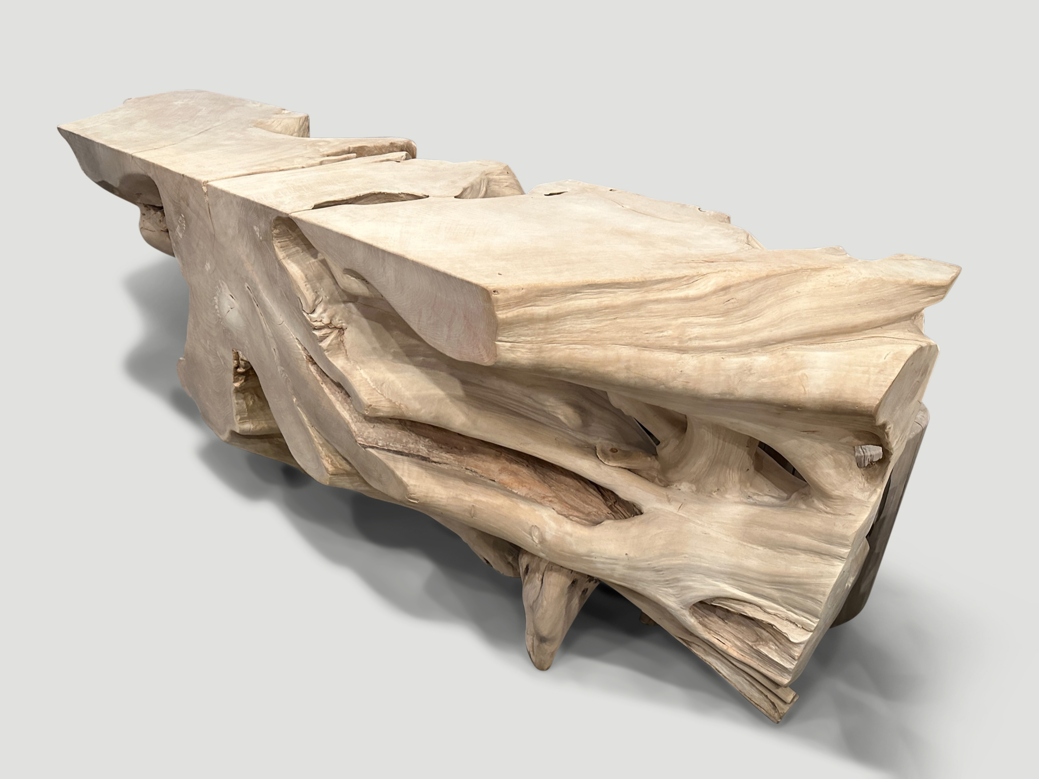 natural organic formed console table