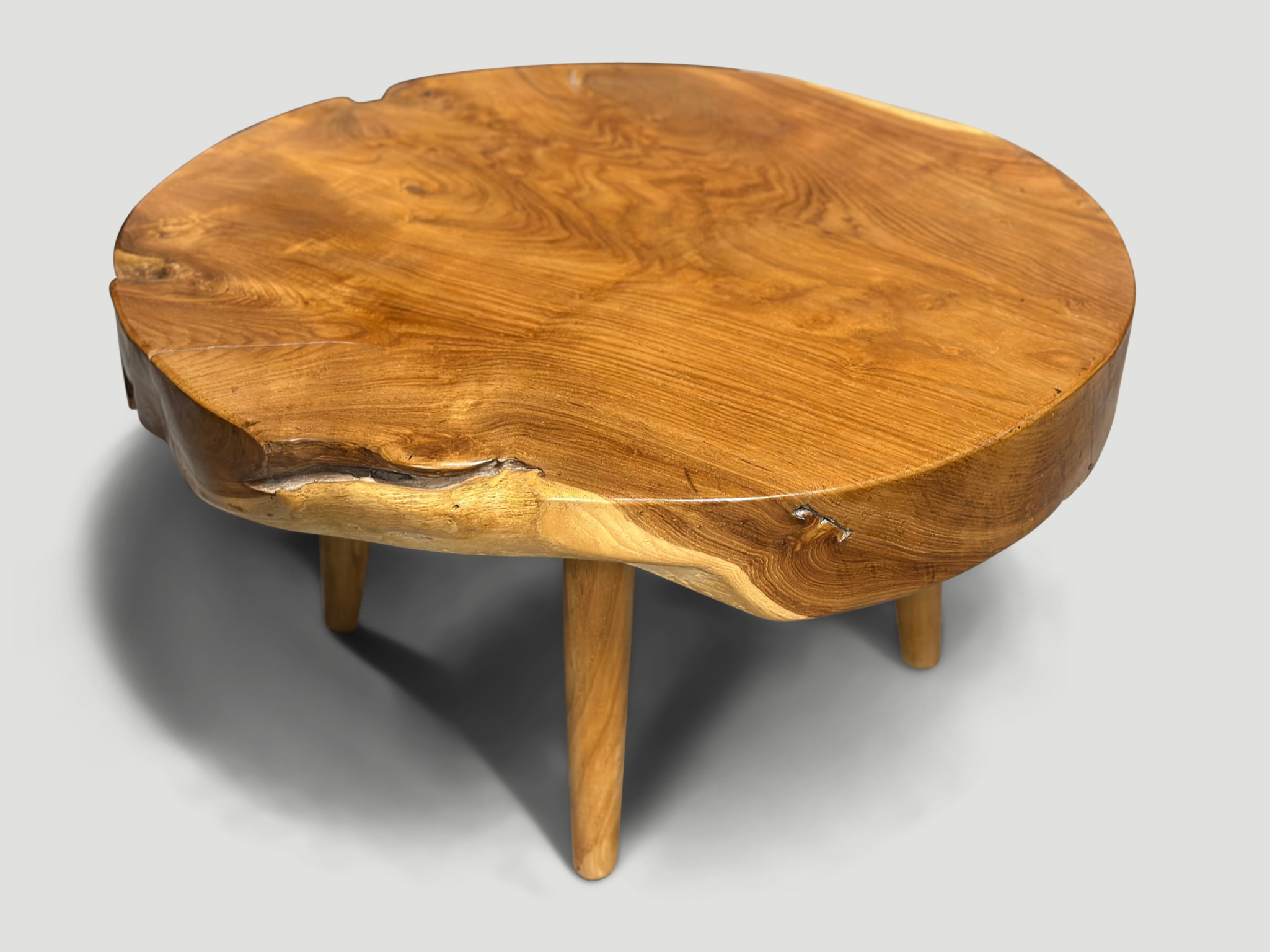 teak wood single slab coffee table