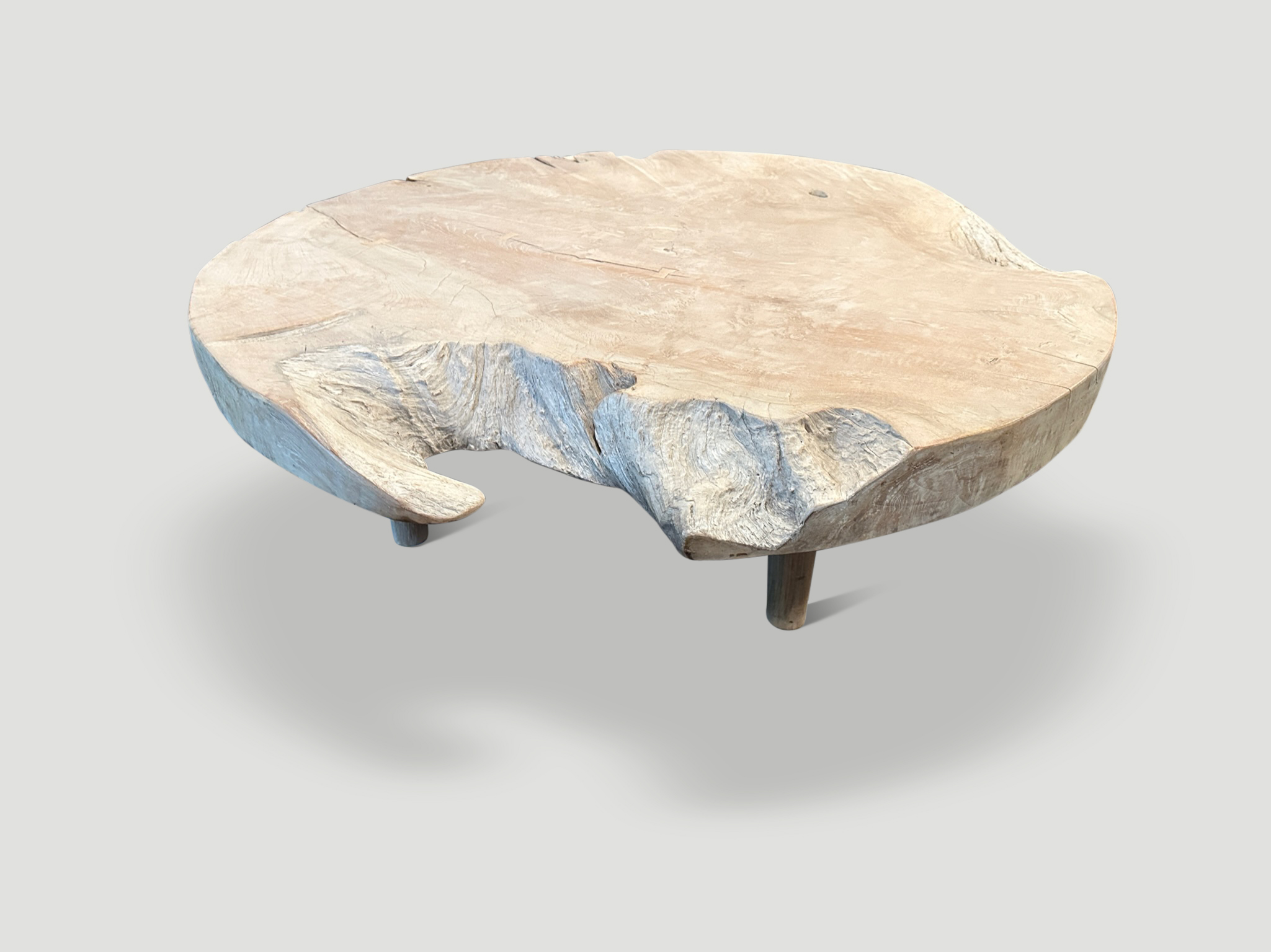 bleached teak reclaimed wood coffee table