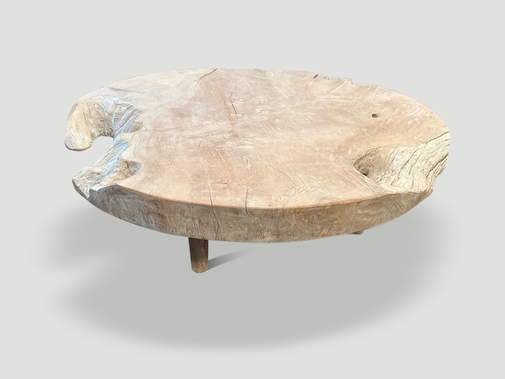 bleached teak reclaimed wood coffee table