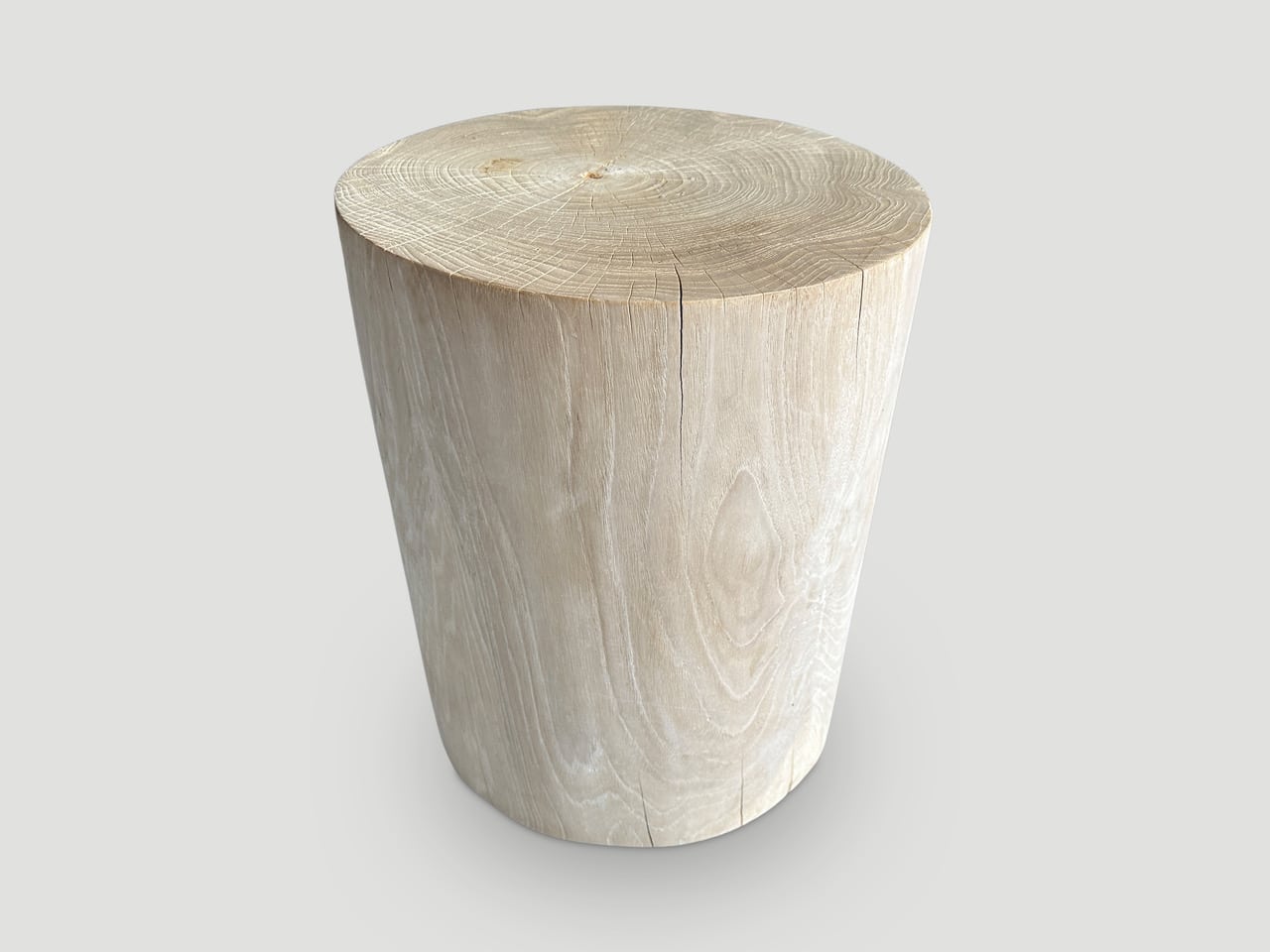 Reclaimed teak wood cylinder side table or stool