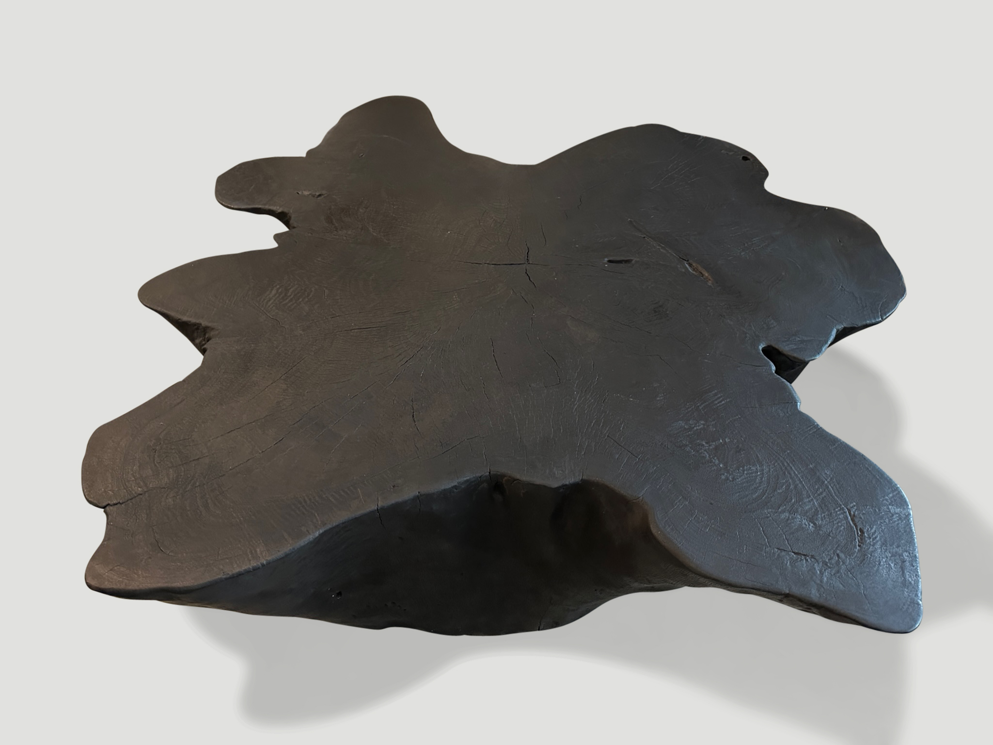 sculptural charred coffee table