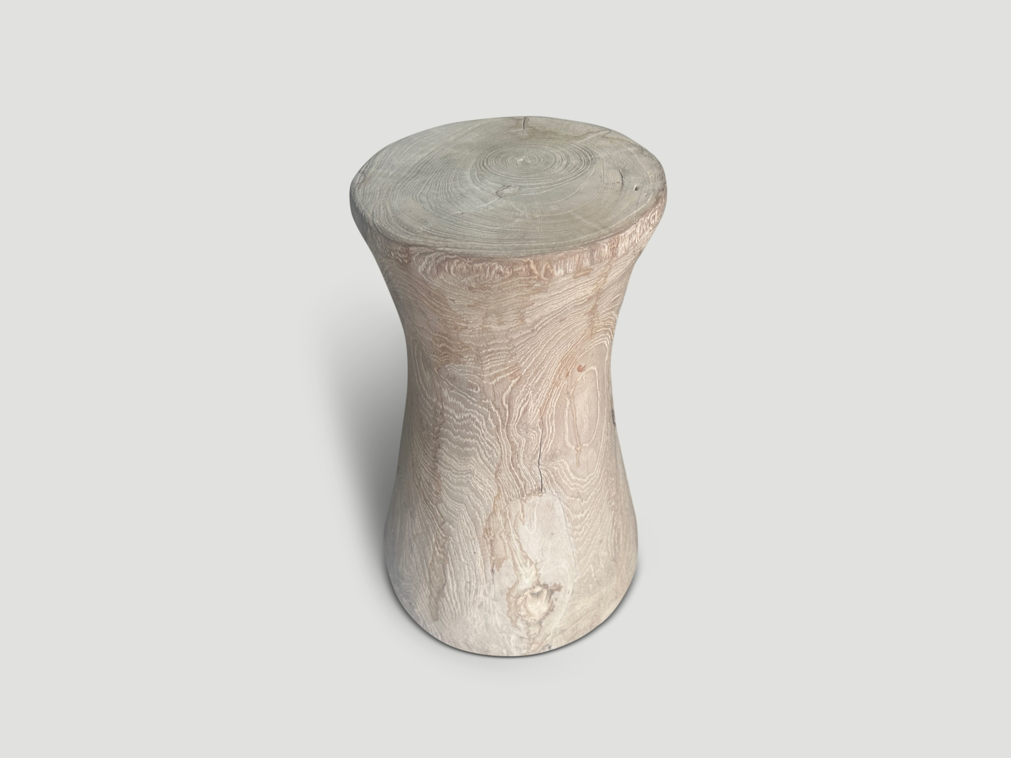hourglass teak wood side table or stool