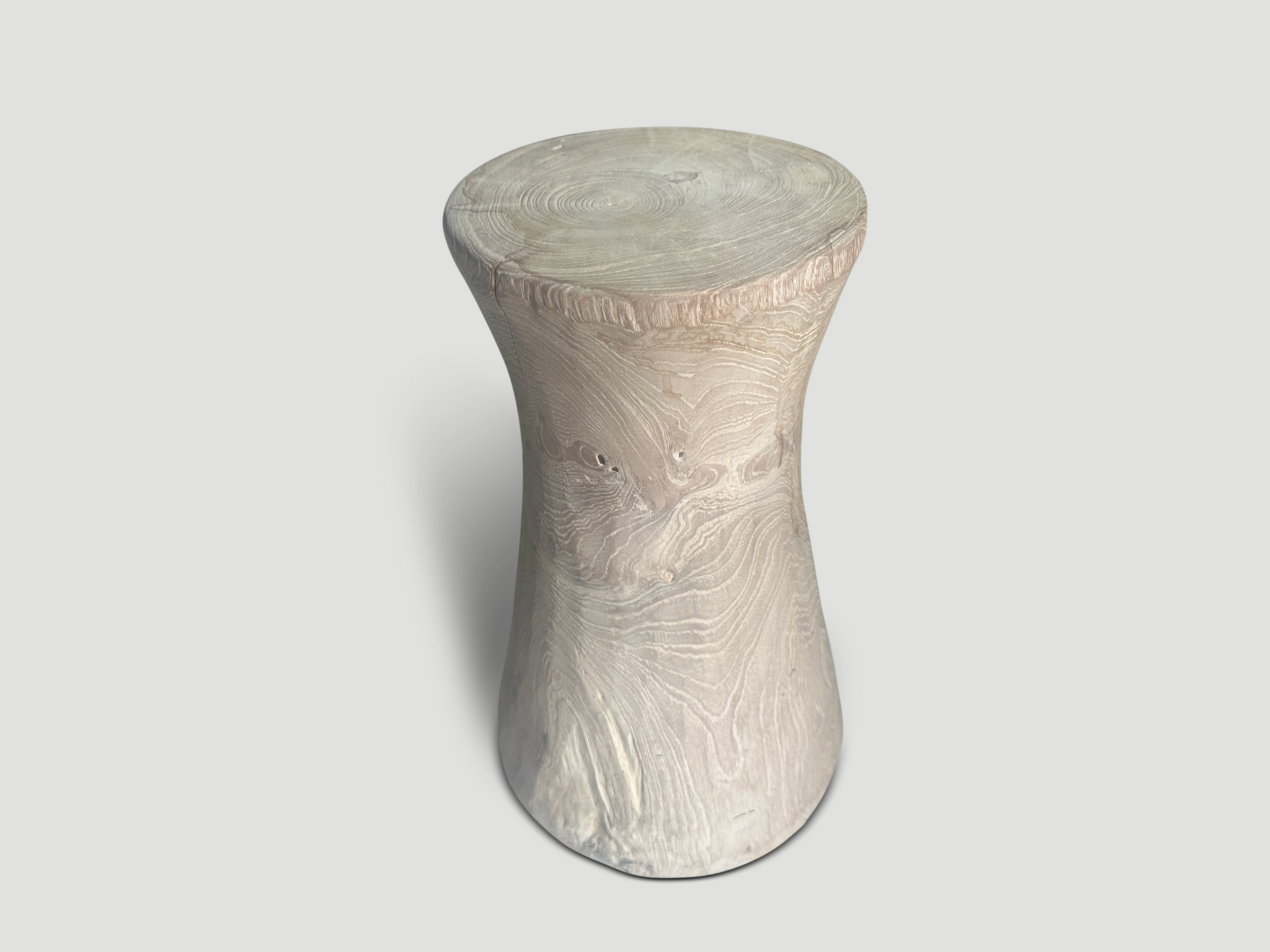 hourglass teak wood side table or stool